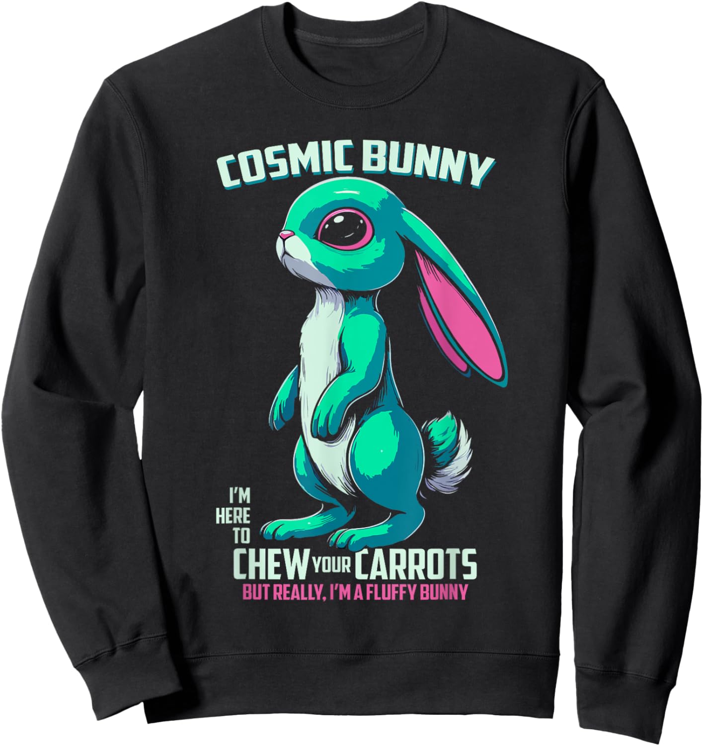 Alien Bunny Extraterrestrial Rabbit UFO Sweatshirt - Sweatshirt | Black