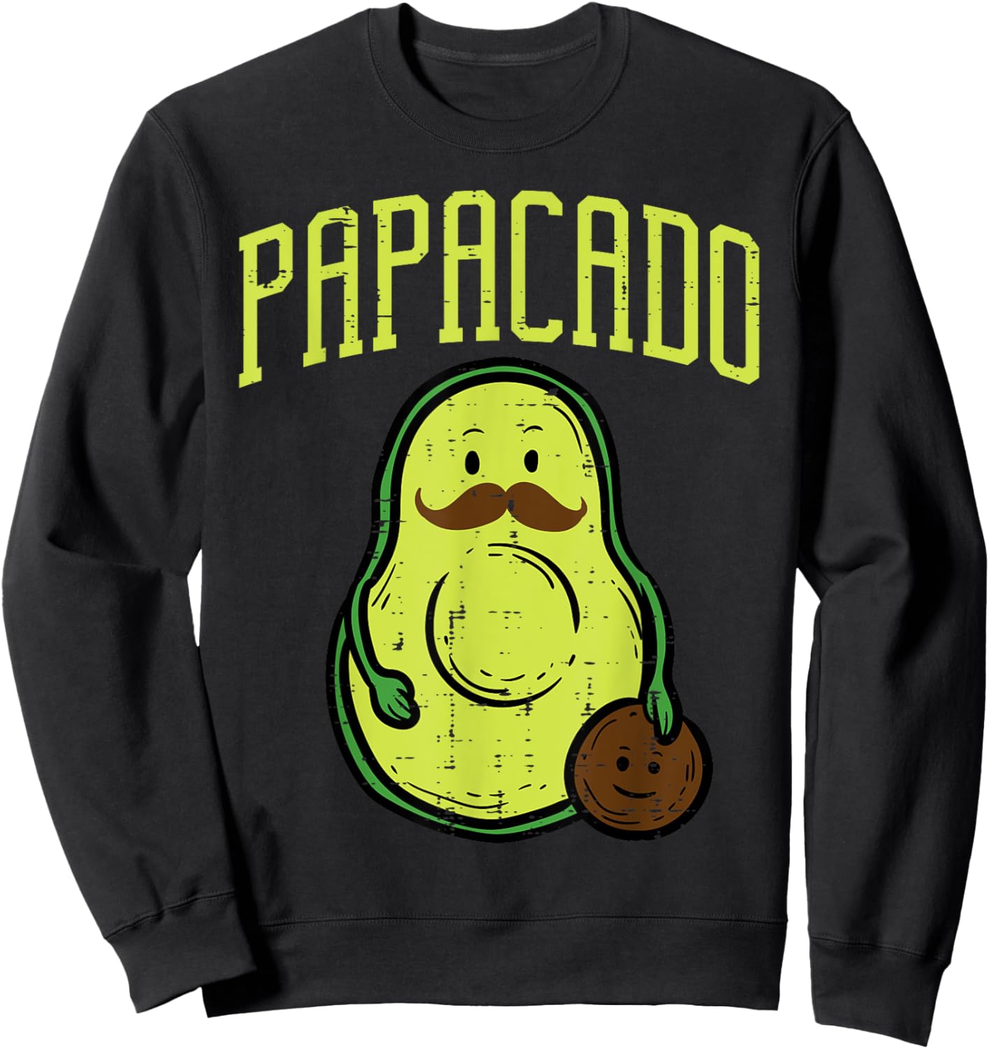 Fathers Day Papacado Papa Avocado Funny Vegan Guacamole Dad Sweatshirt - Sweatshirt | Black