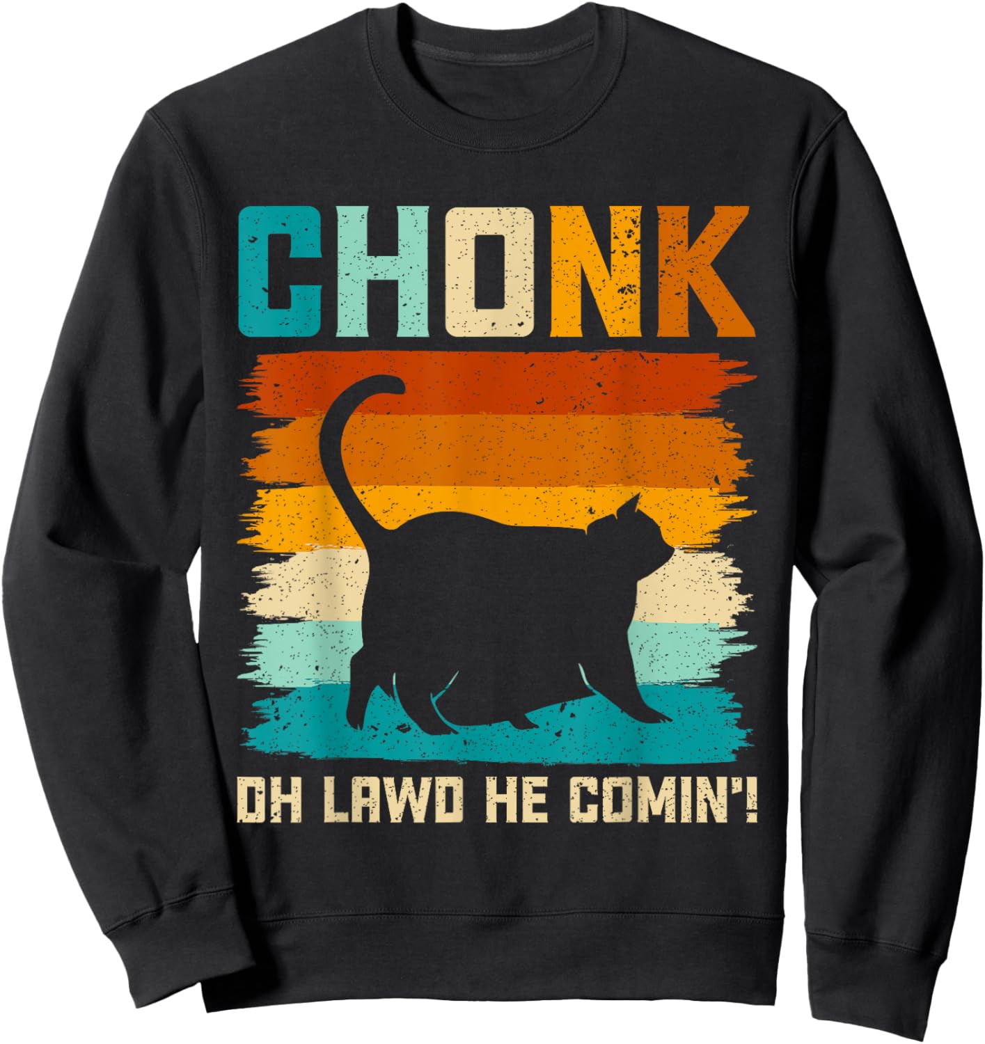 Chonk Cat Scale Meme Funny Retro Style Vintage Cats Memes Women Girls Kids Sweatshirt - Sweatshirt | Black