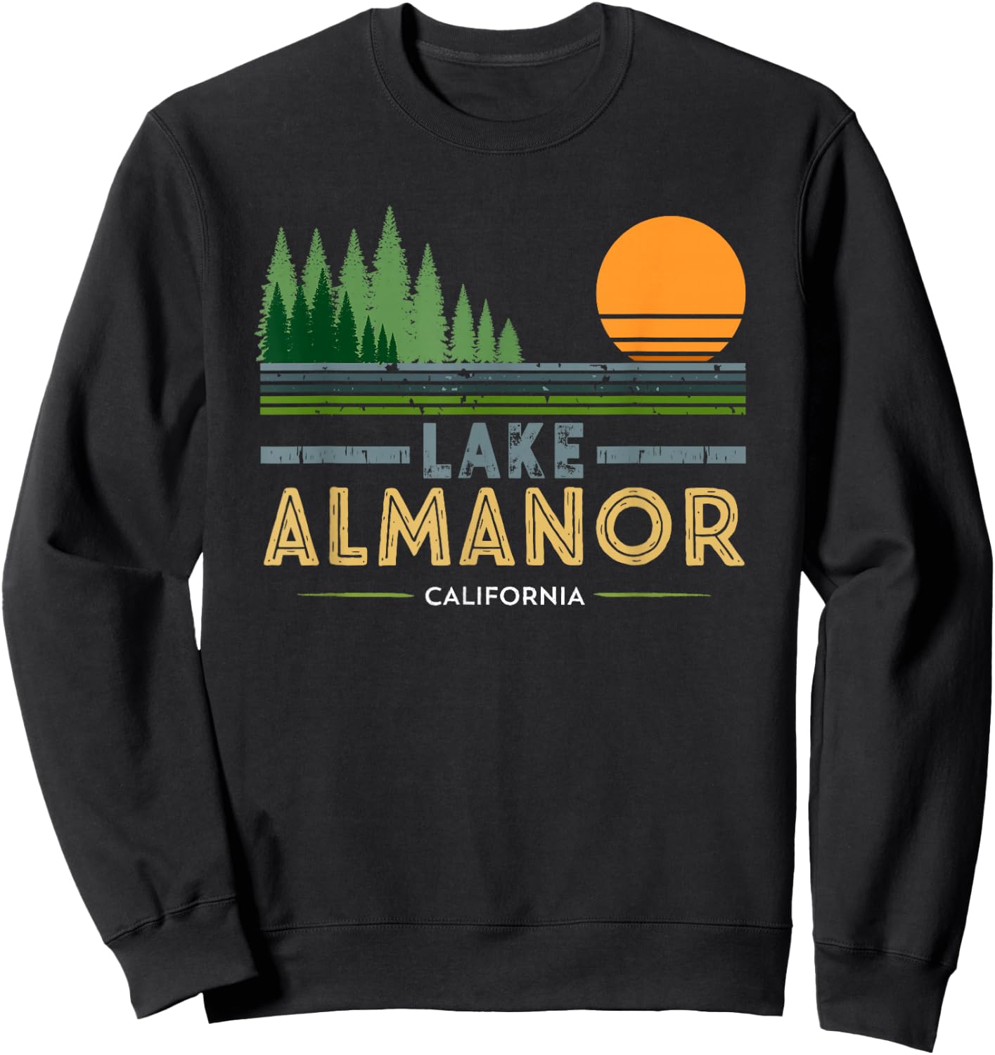 Vintage Lake Almanor California Sweatshirt - Sweatshirt | Black