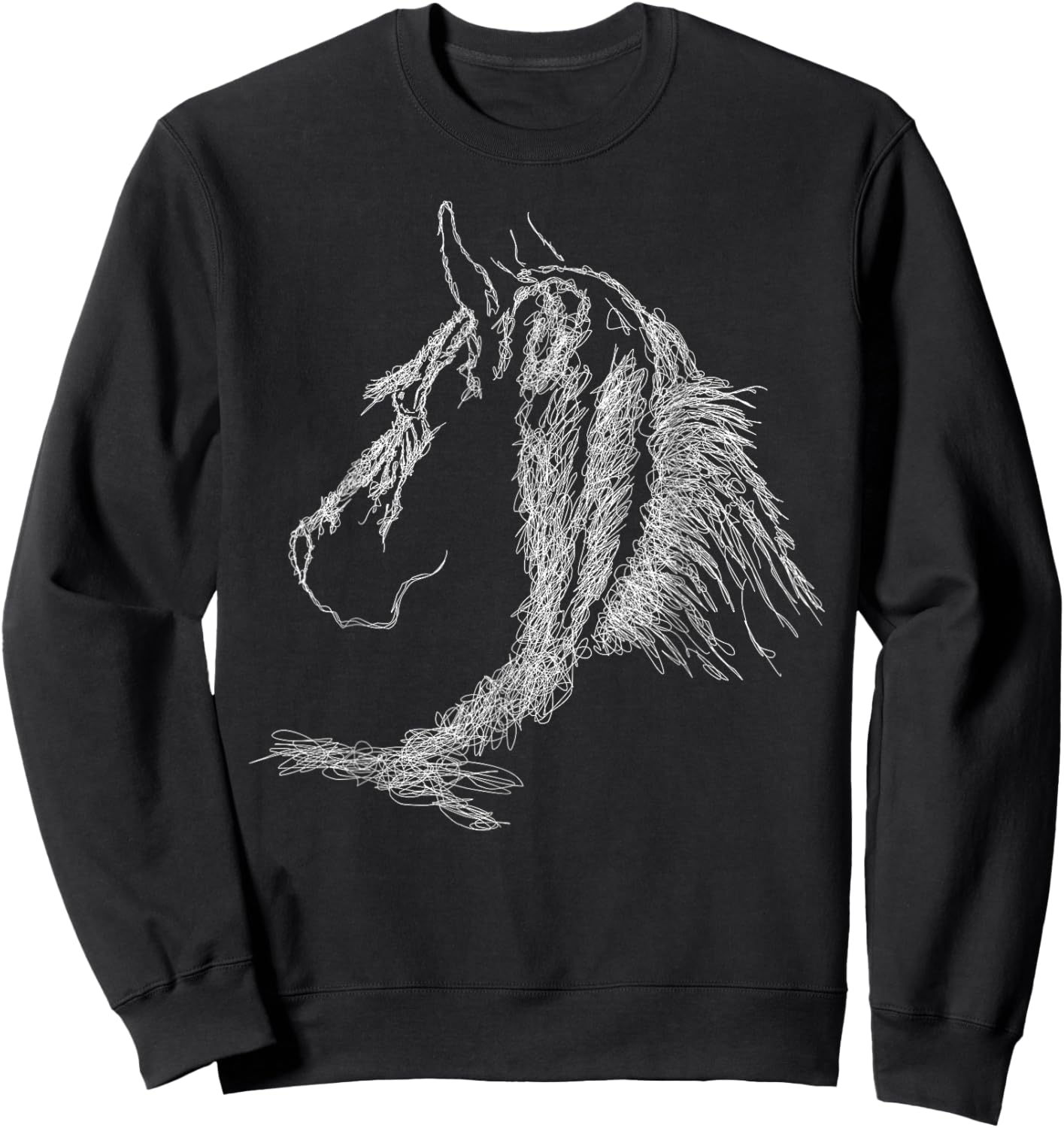 Horse Head Scribble Black Art Face for Lover Horses Taming Sweatshirt - Sweatshirt | Black