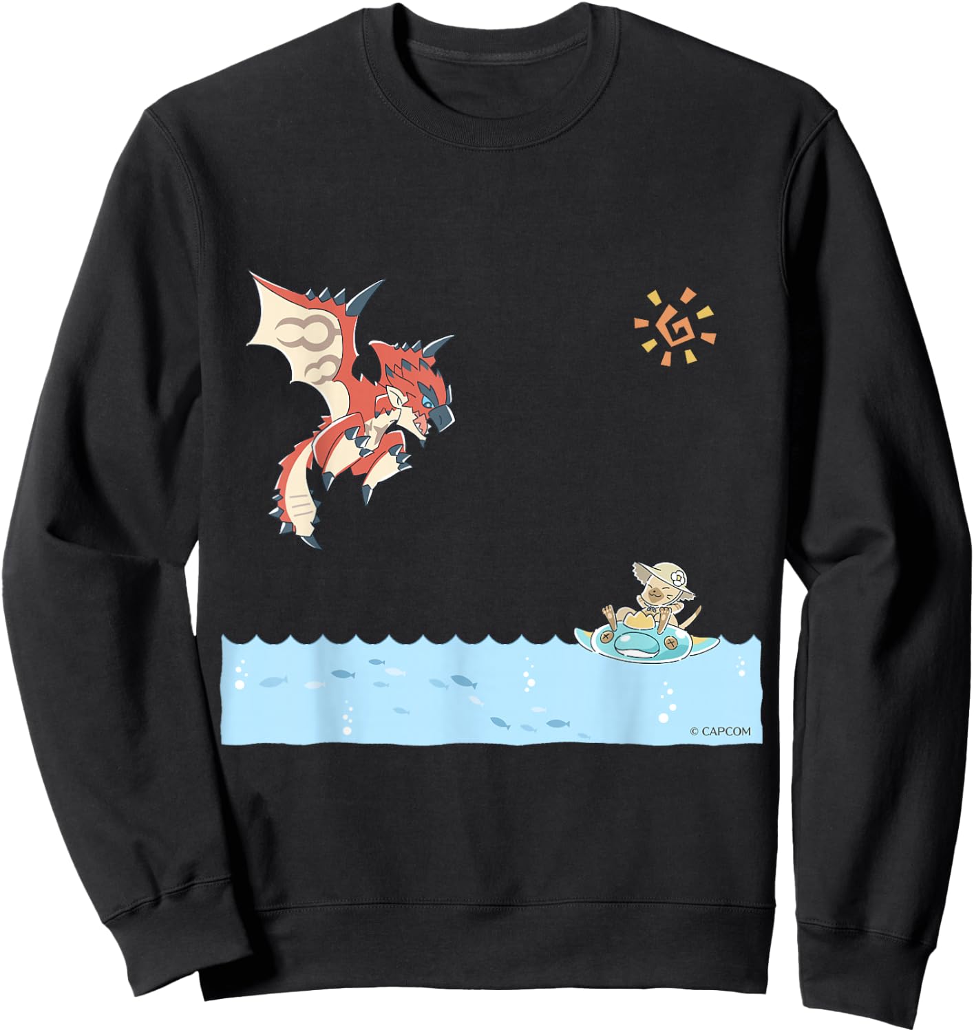 Monster Hunter Rathalos & Swimming Felyne Sweatshirt - Sweatshirt | Black
