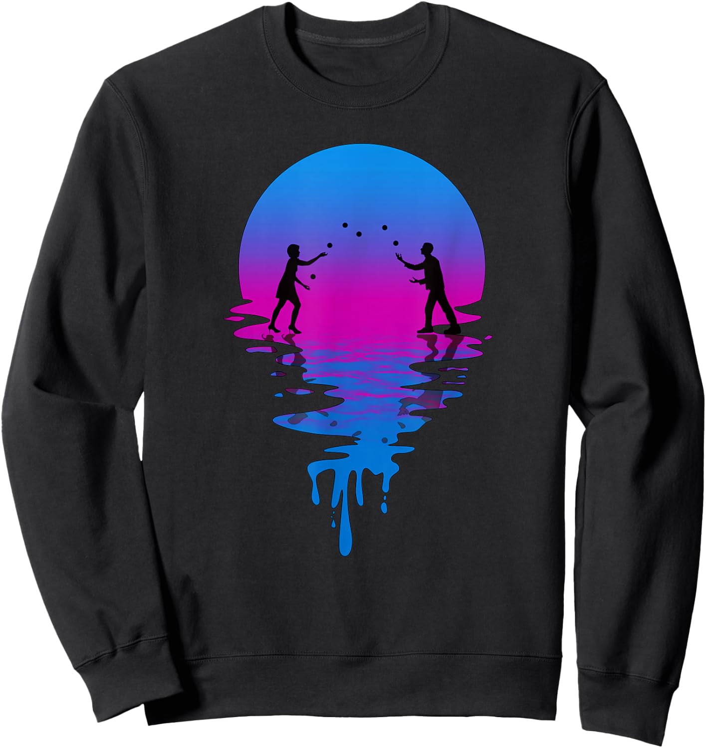Vintage Retro Sunset Juggling Sweatshirt - Sweatshirt | Black