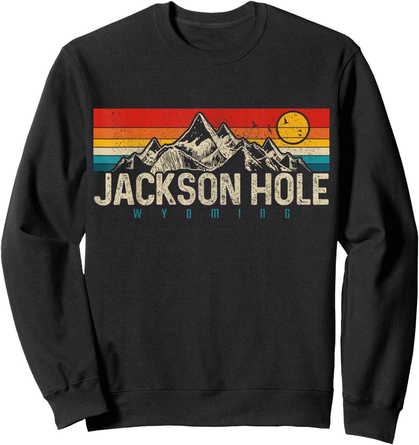 Jackson Hole Wyoming Vintage Mountains Pride Gift Sweatshirt - Sweatshirt | Black