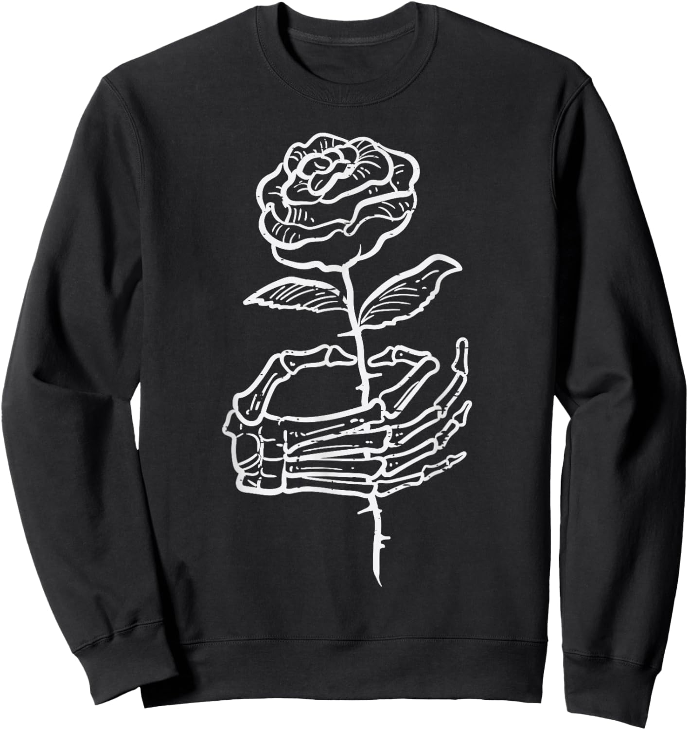 Halloween Skeleton Hand Rose Goth Costume Women Men Kids Boy Sweatshirt - Sweatshirt | Black