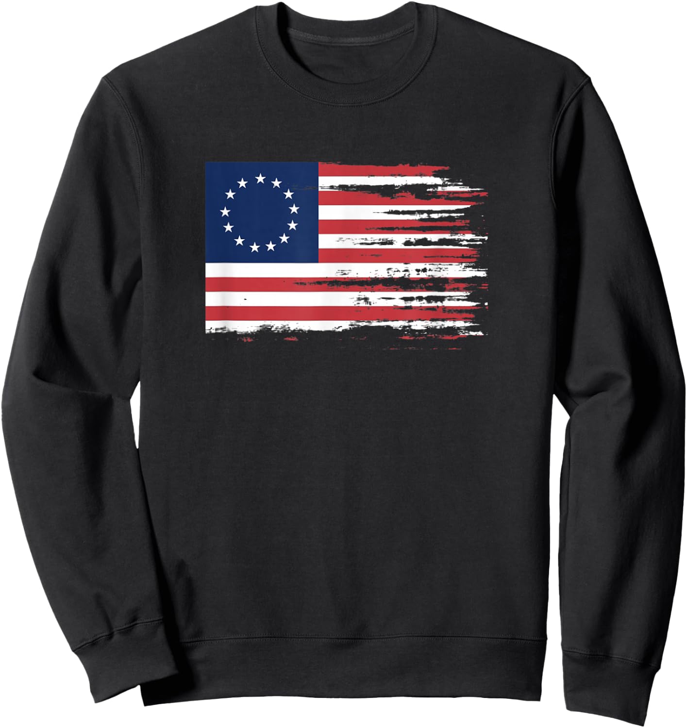 4th of July Patriotic Betsy Ross battle flag 13 colonies Sweatshirt - Sweatshirt | Black