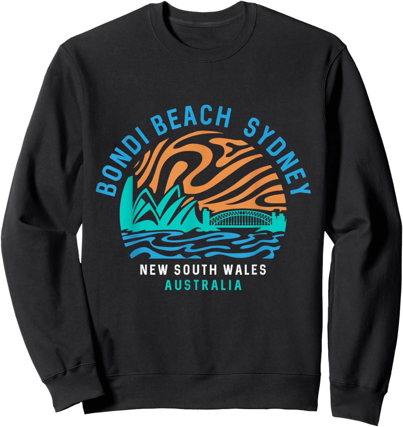 Vintage Retro Bondi Beach Sydney Australia Surfer Beach Sweatshirt - Sweatshirt | Black