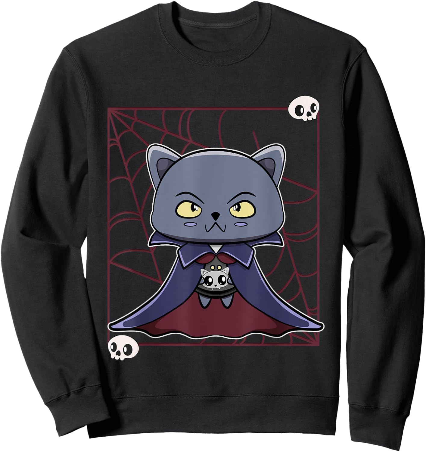 Black Cat Vampire Dracula And Monster Item For Halloween Sweatshirt - Sweatshirt | Black
