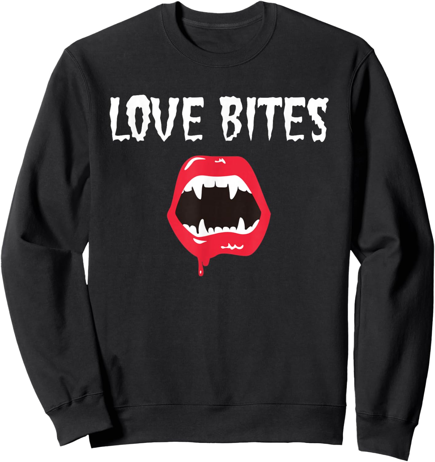 Love Bites Lips and Fangs Sweatshirt - Sweatshirt | Black