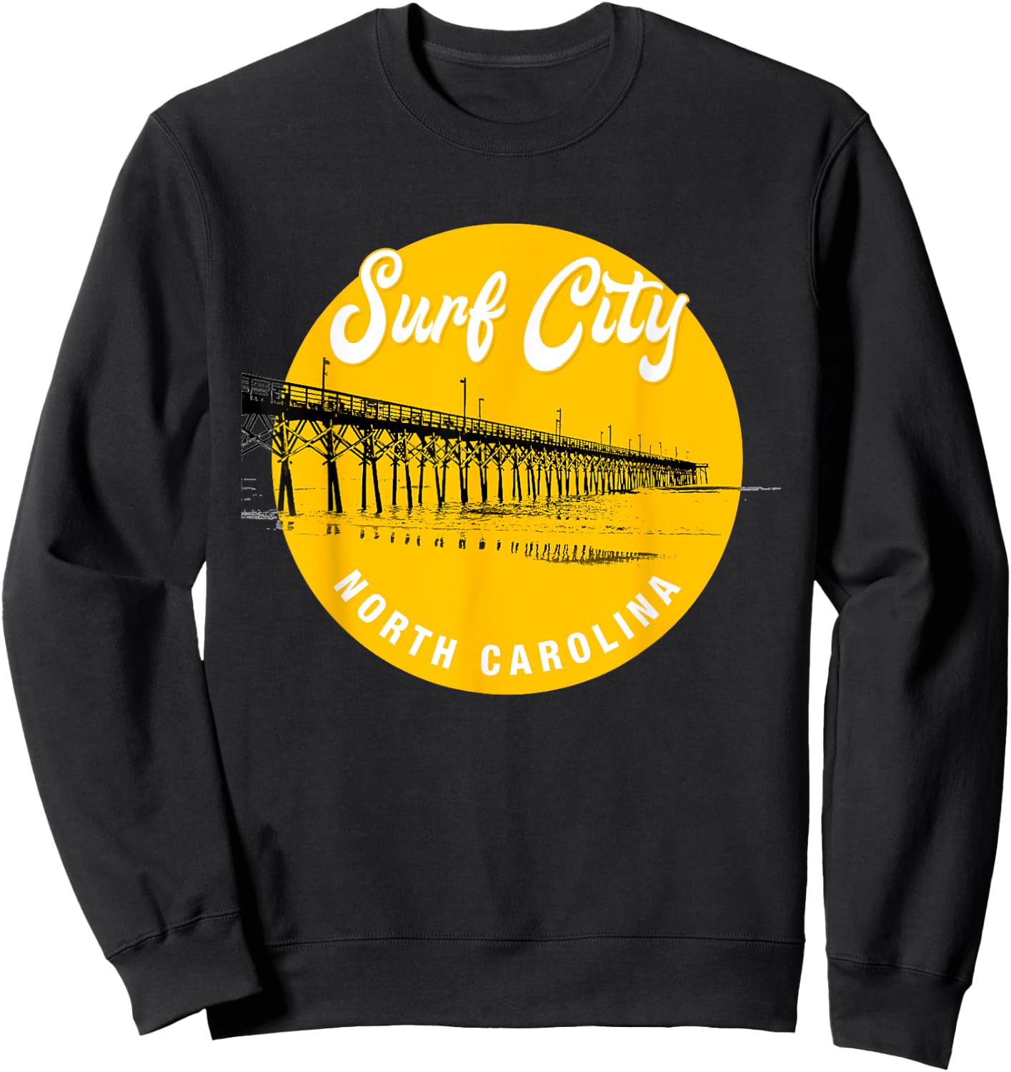 Surf City North Carolina Pier Sweatshirt - Sweatshirt | Black