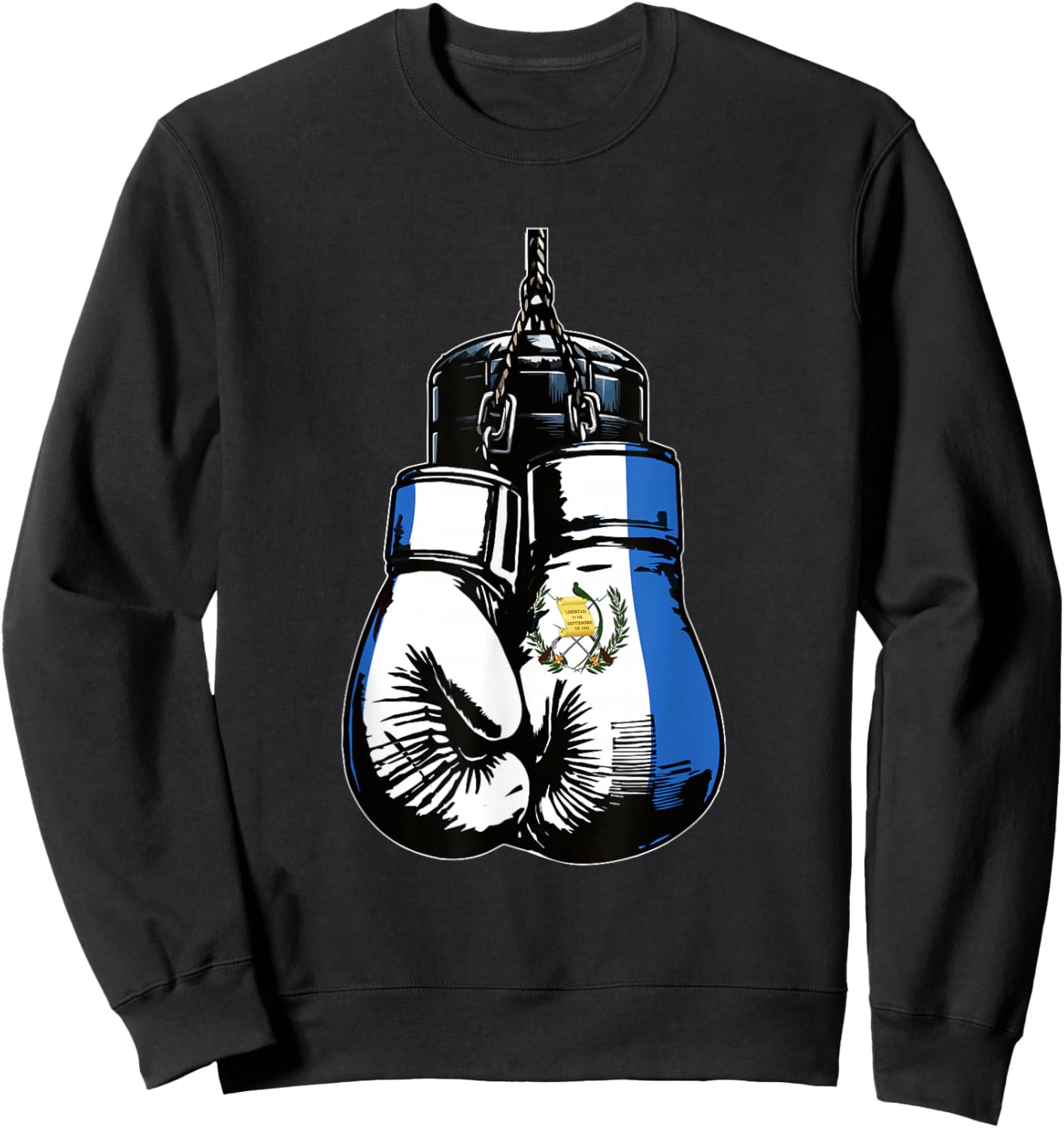 Proud Heritage Guatemala Flag Boxing Gloves Sweatshirt - Sweatshirt | Black