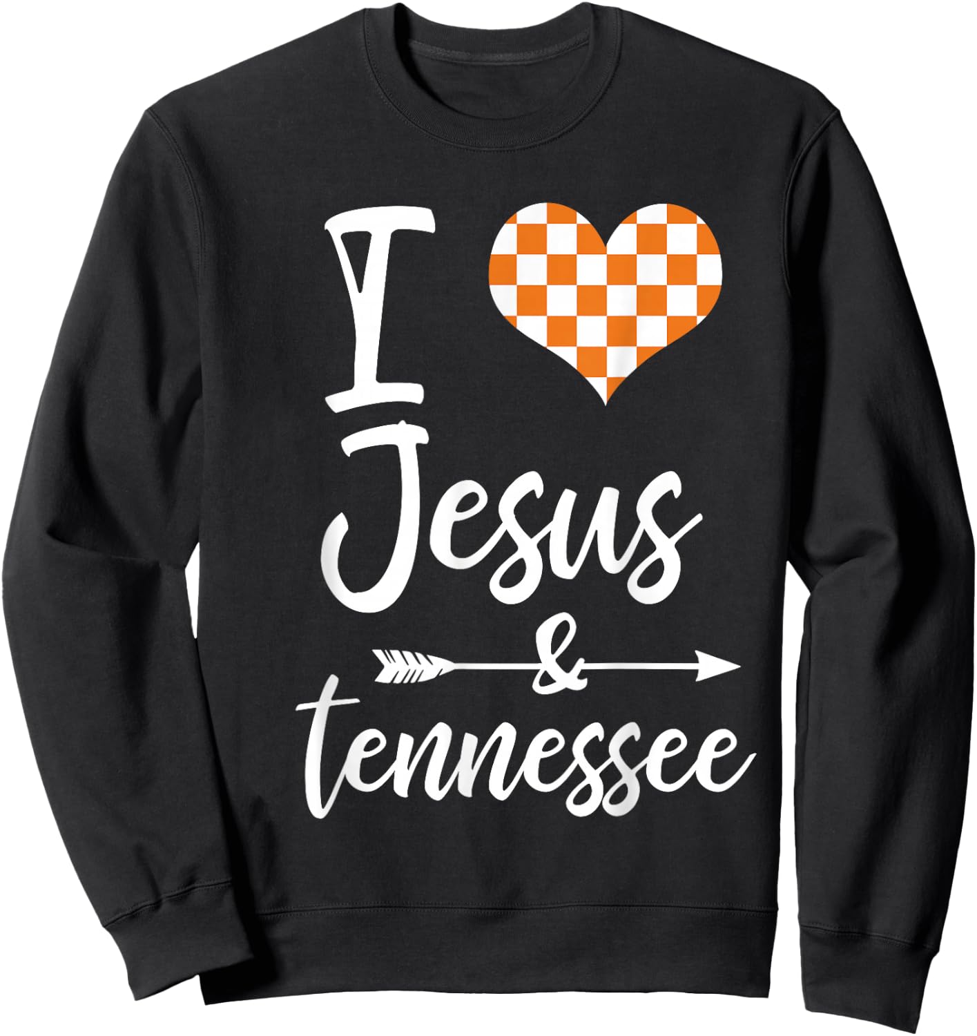 I Love Jesus and Tennessee Orange Heart Cute Fan Sweatshirt - Sweatshirt | Black