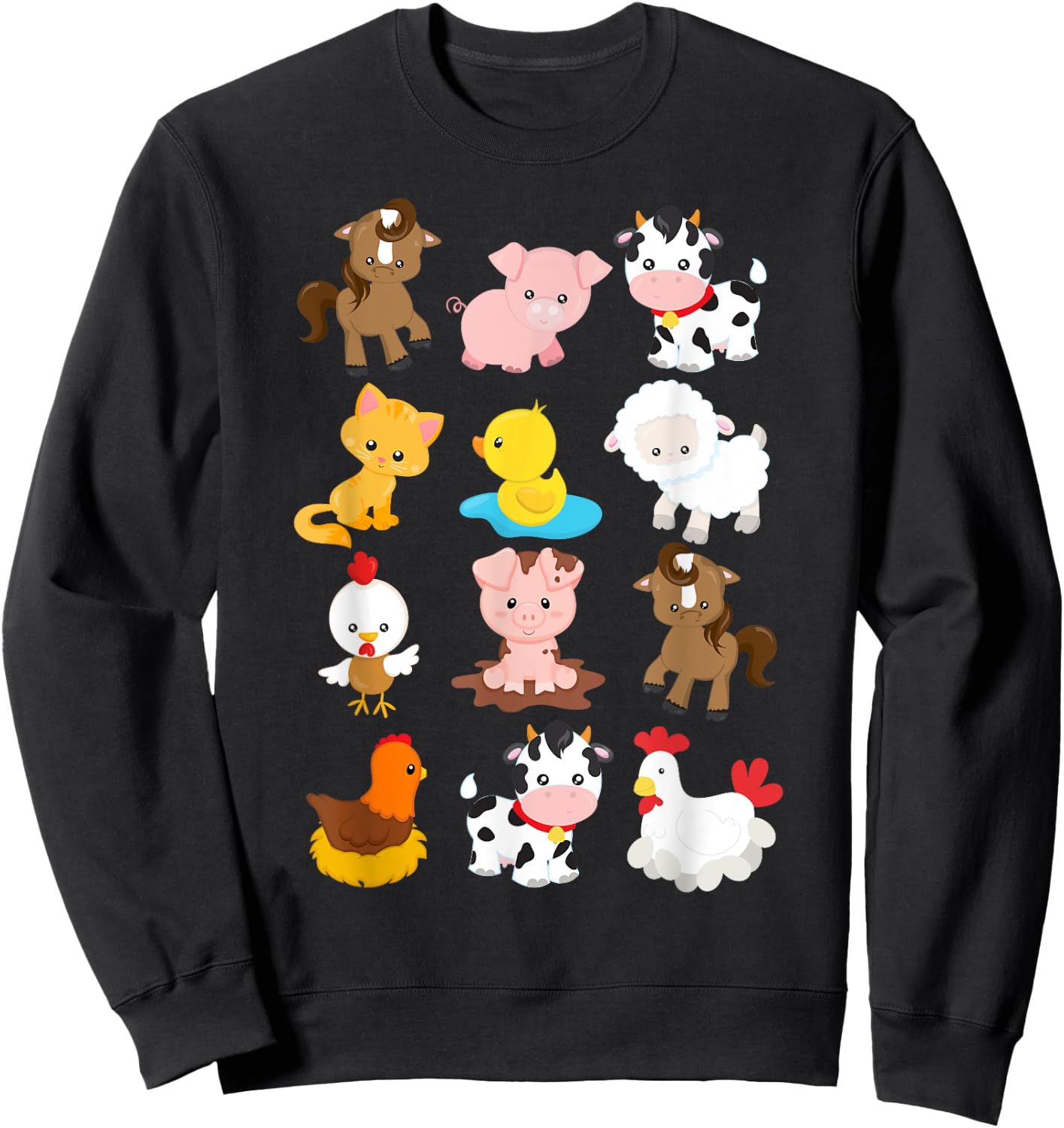 Boy's Girl's Farm Animals Short Sleeved for Toddlers Sweatshirt - Sweatshirt | Black
