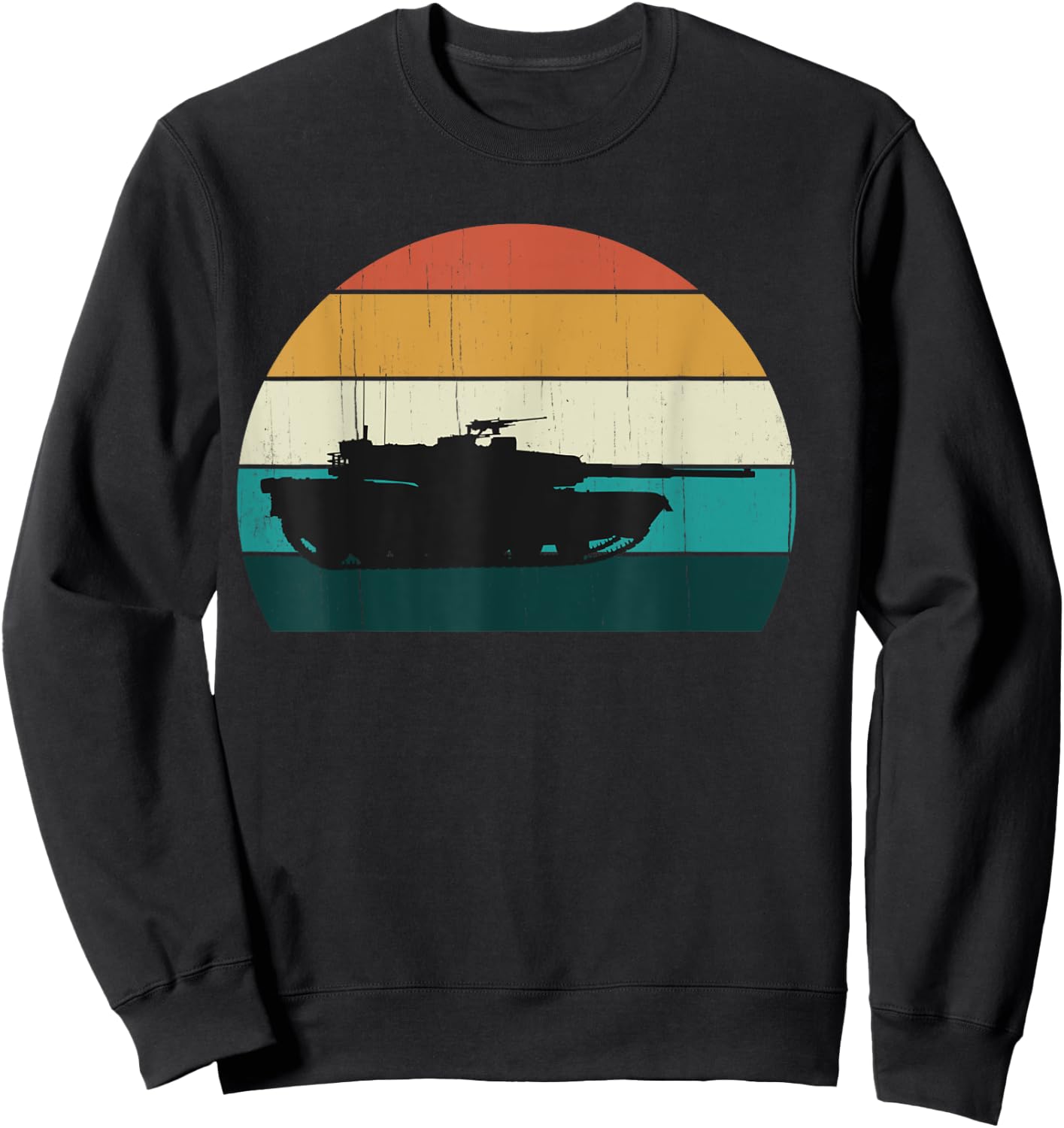 Vintage Abrams M1 - Retro Sunset American Main Battle Tank Sweatshirt - Sweatshirt | Black