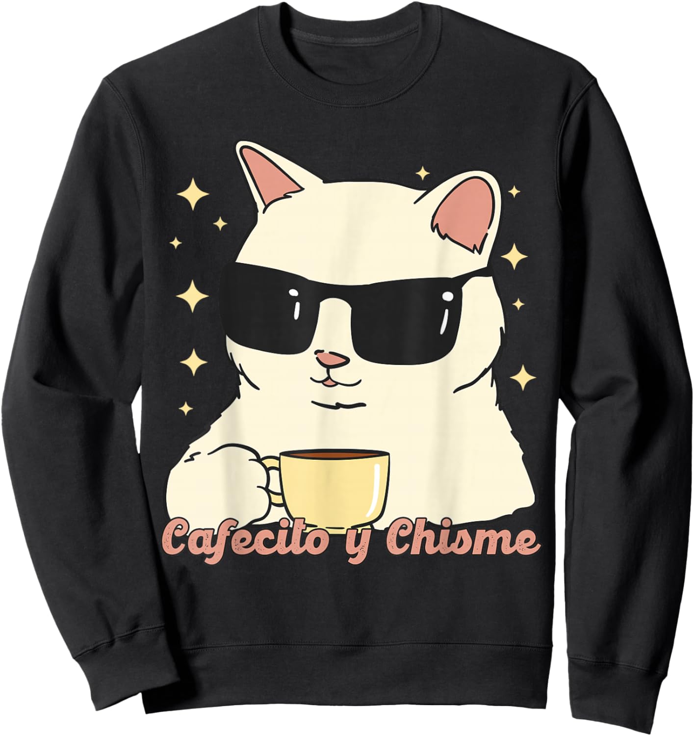 Cafecito y Chisme Gato, Gato Cafecito y Chisme Sweatshirt - Sweatshirt | Black