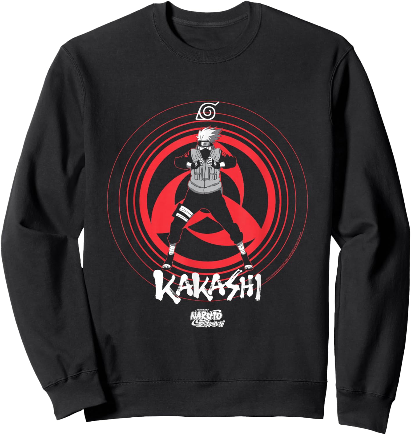 Naruto Shippuden Kakashi Shares an Eye Symbol Anime Sweatshirt - Sweatshirt | Black