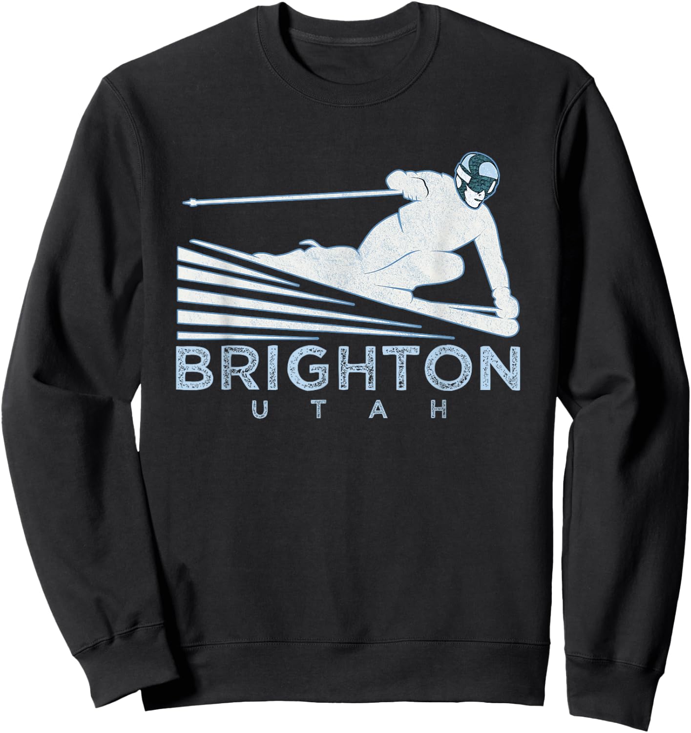 Retro Ski Brighton, Utah Illustration - Vintage Snow Ski Sweatshirt - Sweatshirt | Black