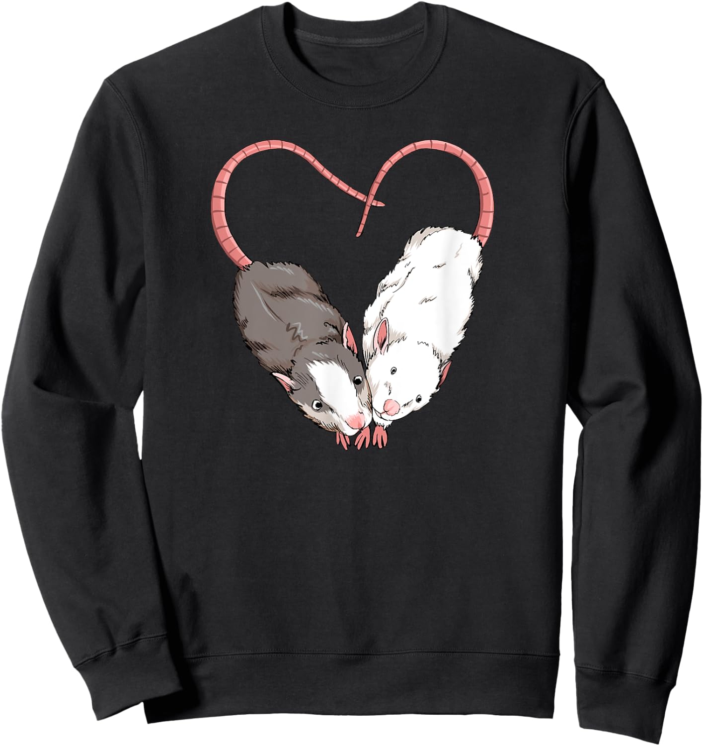 Funny Cute Small Rodent Pet Happy Heart Love Rat Lovers Sweatshirt - Sweatshirt | Black