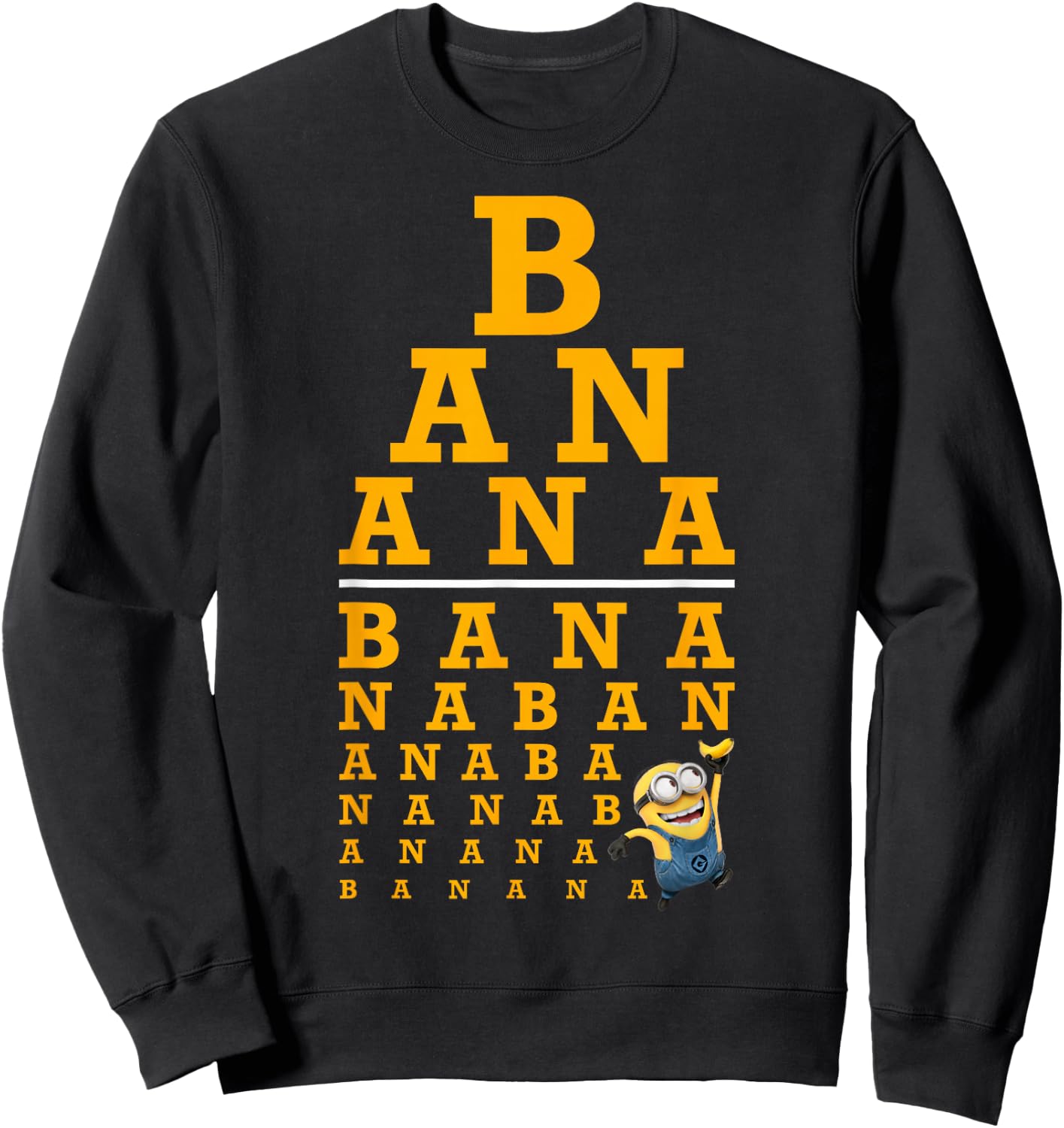 Despicable Me Minions Banana Text Stack Sweatshirt - Sweatshirt | Black