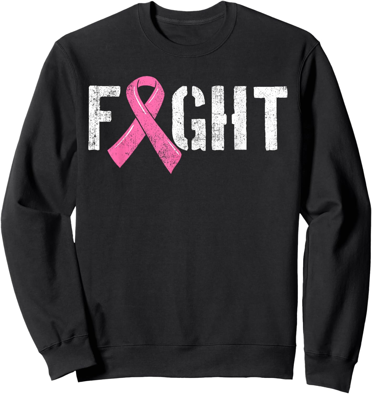 Fight Breast Cancer Shirt Disease Pink Ribbon Gift Sweatshirt - Sweatshirt | Black