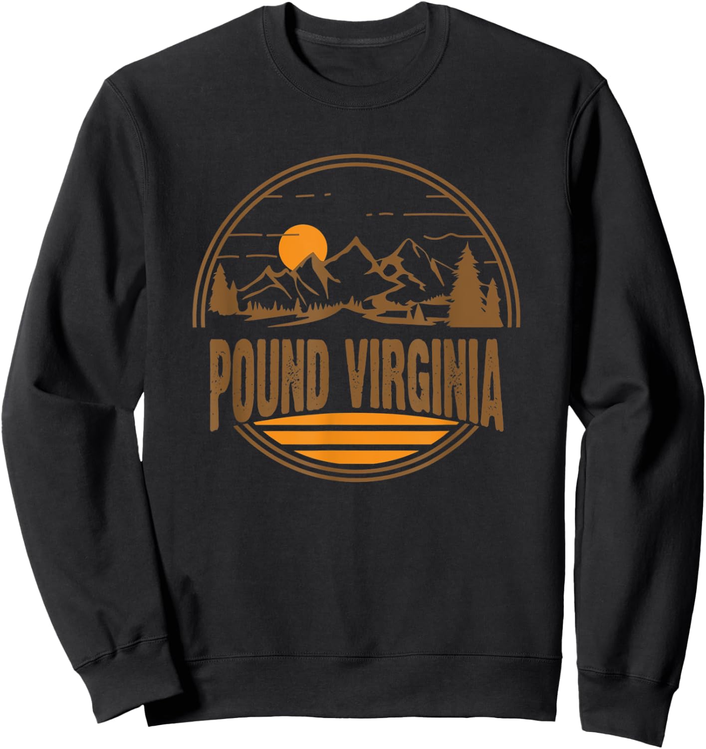 Vintage Pound, Virginia Mountain Hiking Souvenir Print Sweatshirt - Sweatshirt | Black