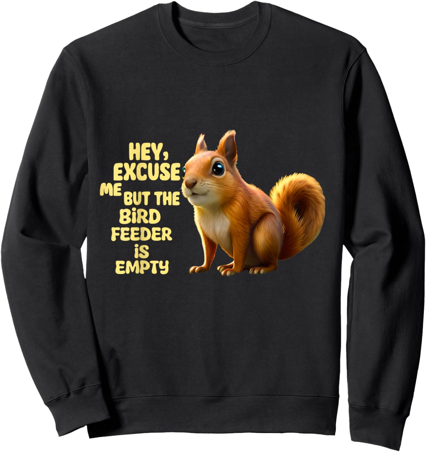 Hey Excuse Me But The Bird Feeder Is Empty, Funny Squirrel Sweatshirt - Sweatshirt | Black