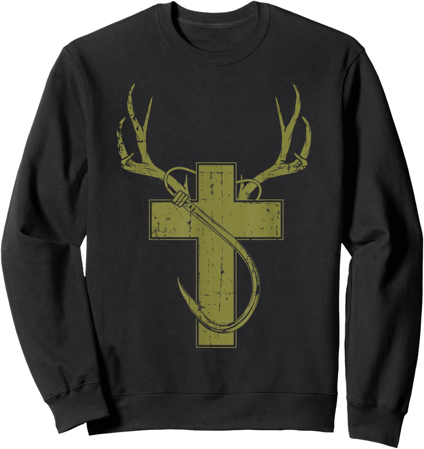 Funny Christian Hunting Fishing Lover Gift Sweatshirt - Sweatshirt | Black