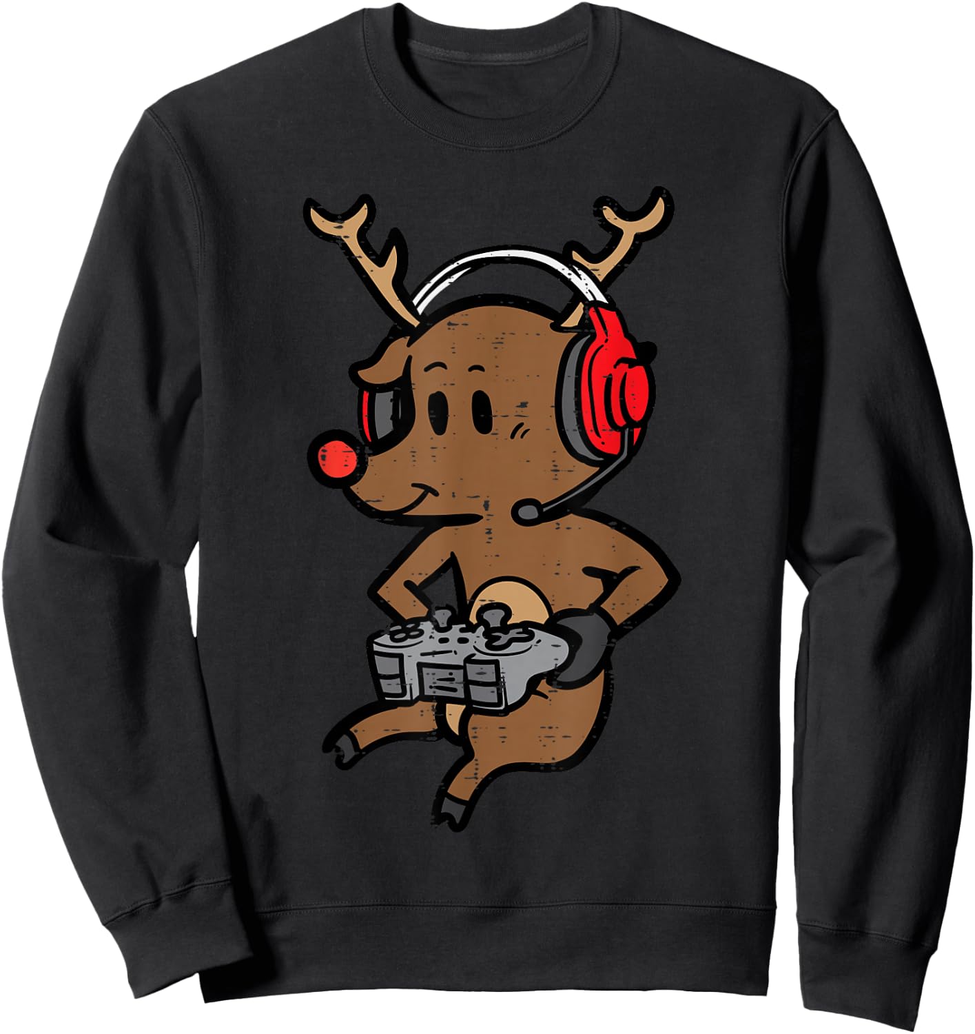 Christmas Gamer Reindeer Xmas Gaming Men Boys Kids Youth Sweatshirt - Sweatshirt | Black
