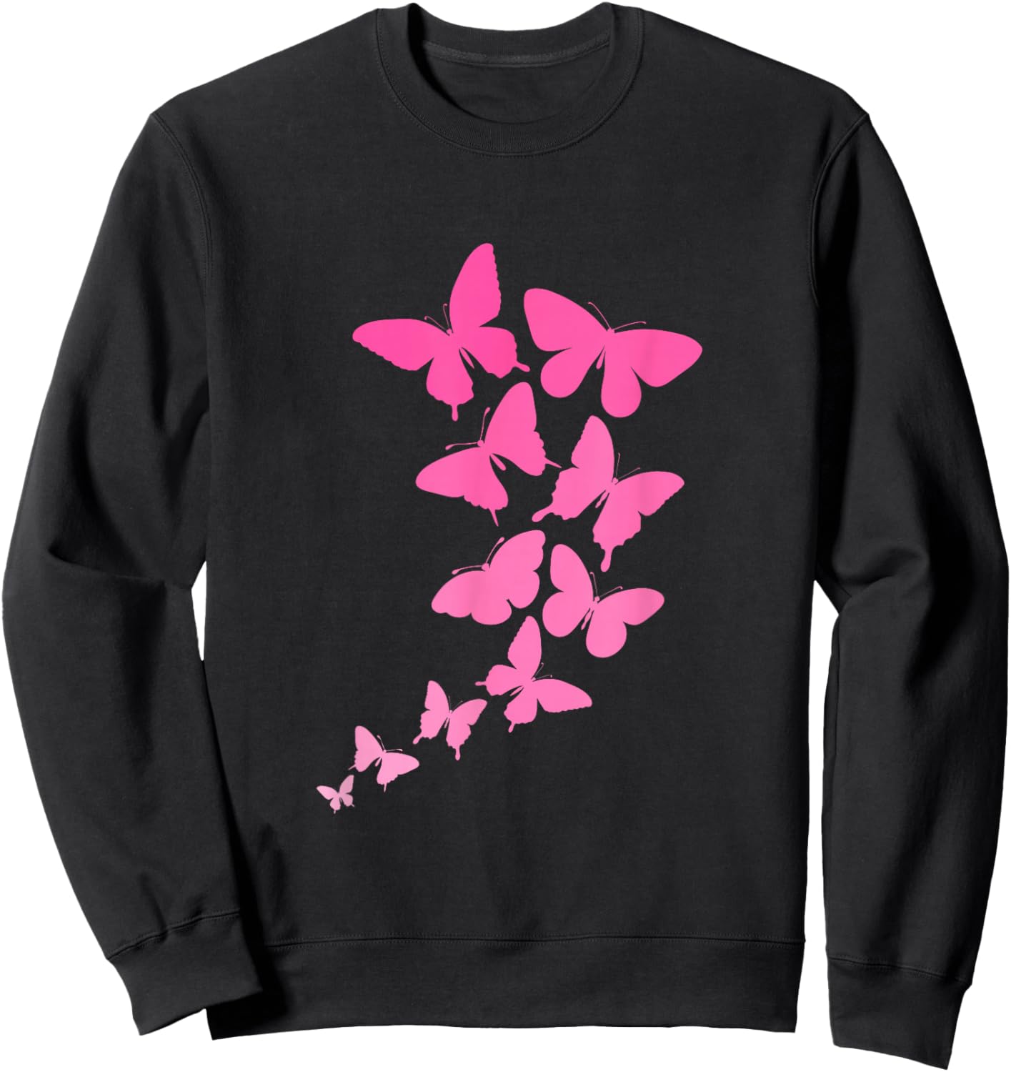 Pink Butterflies Sweatshirt - Sweatshirt | Black