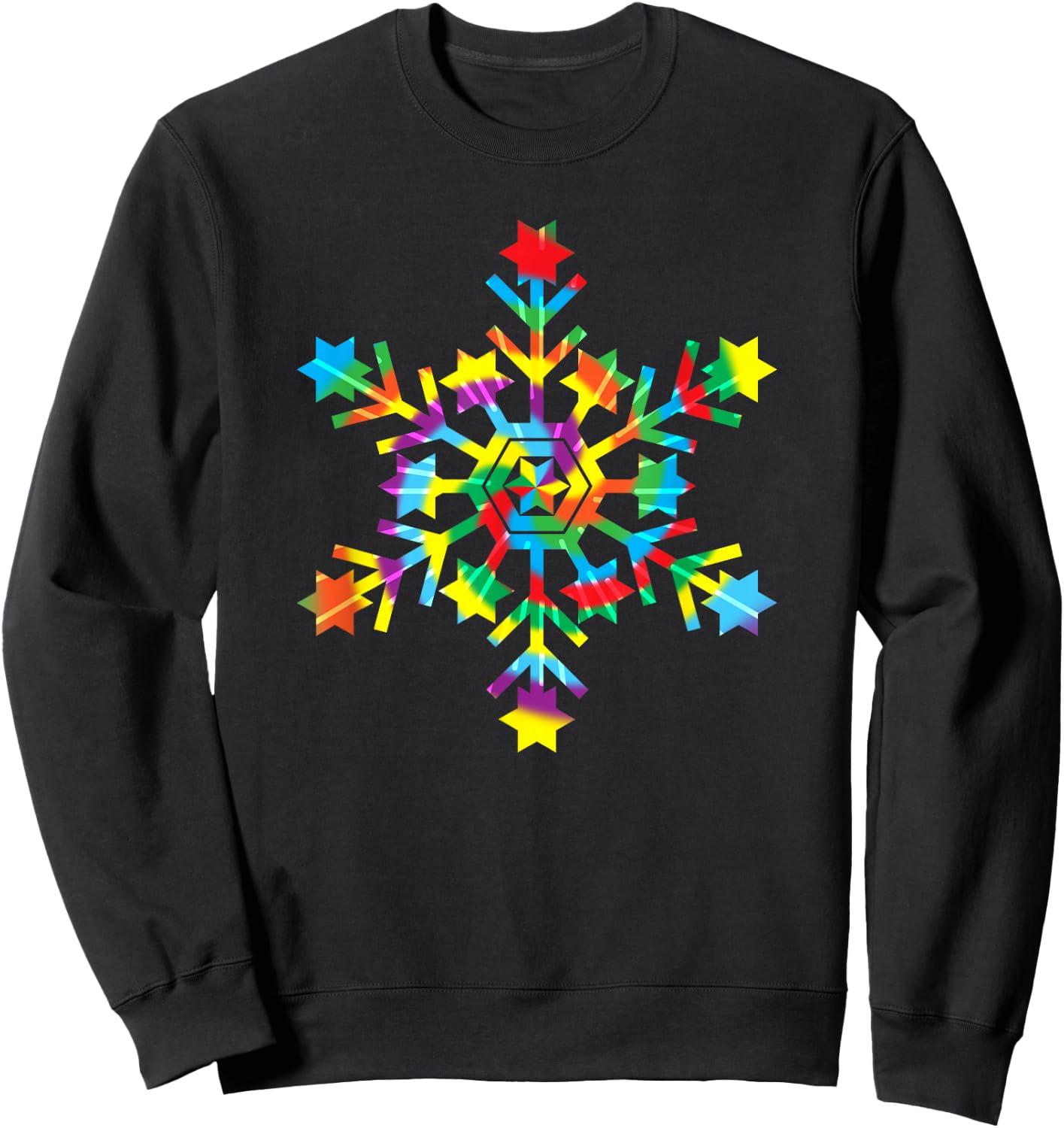 Tie Dye Snowflake Retro Hippie Christmas Holiday Xmas Gift Sweatshirt - Sweatshirt | Black