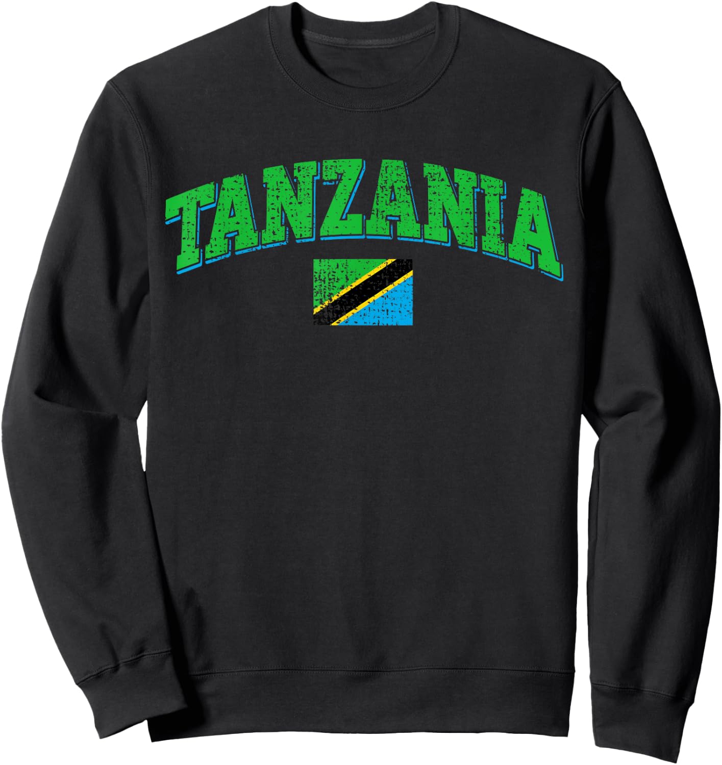 Vintage Tanzania Africa Flag Souvenir Proud Sports Sweatshirt - Sweatshirt | Black