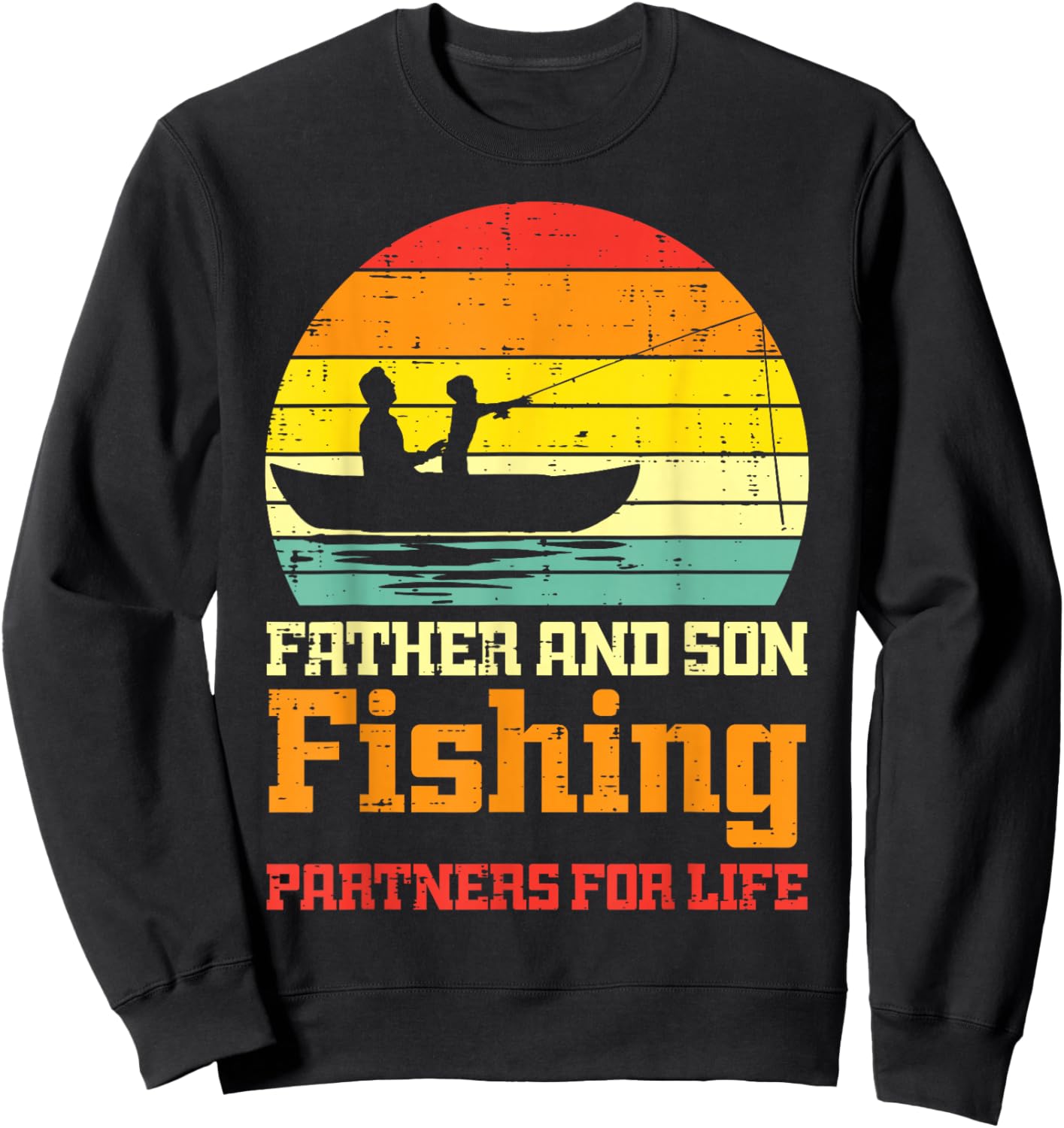 Father Son Fishing Partner For Life Match Dad Boys Men Kids Sweatshirt - Sweatshirt | Black