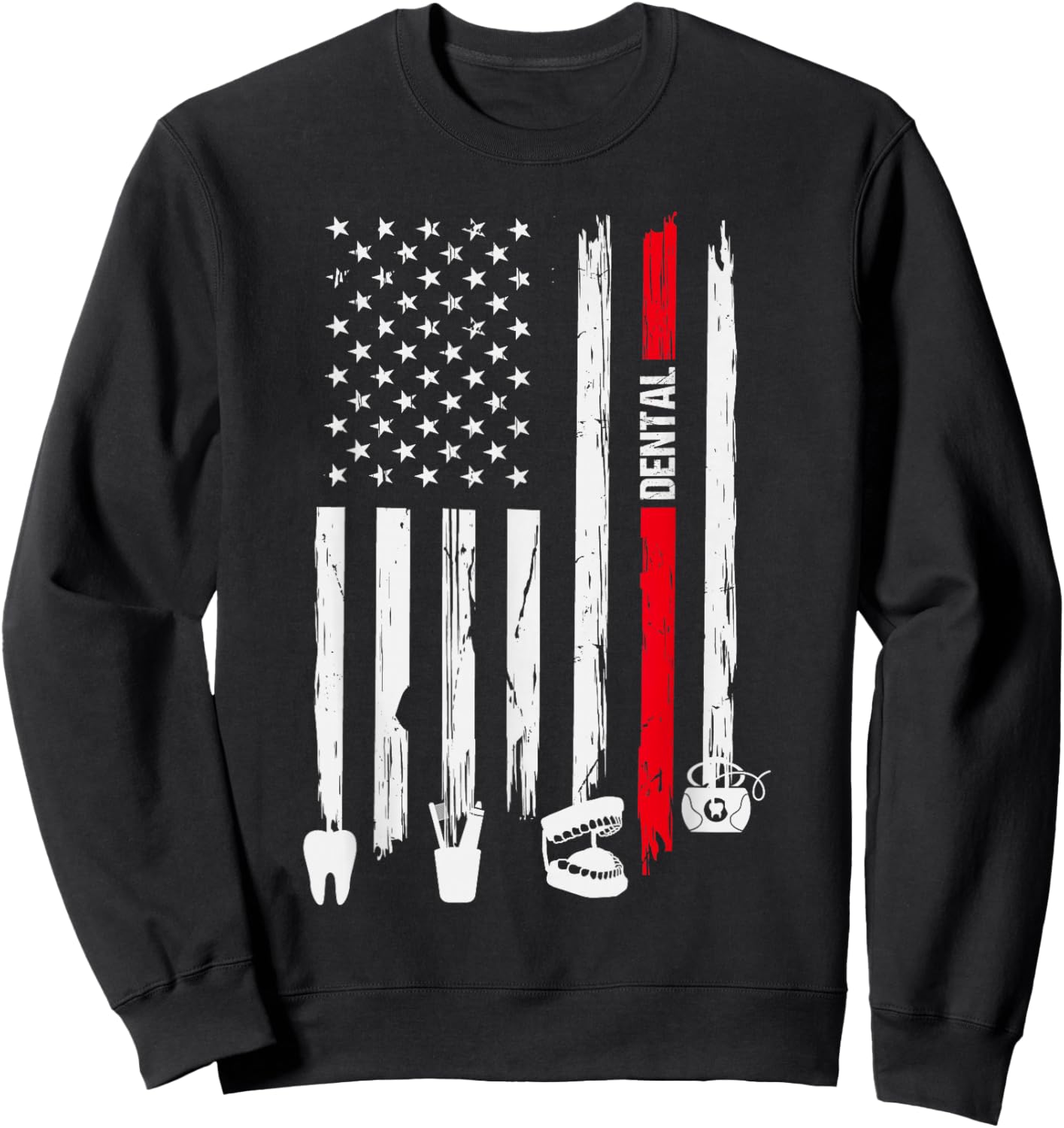 4th Of July Dental Dentist American Flag Patriotic Hygienist Men Sweatshirt - Sweatshirt | Black