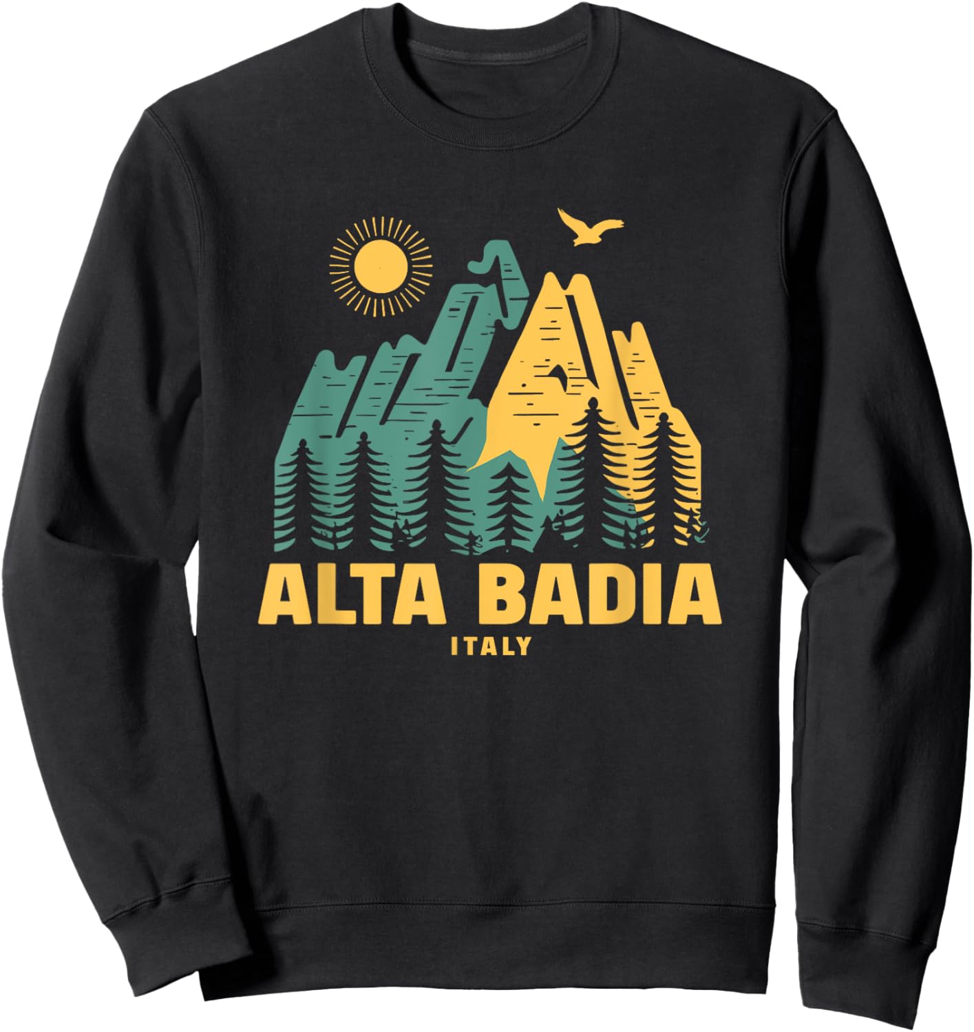 Alta Badia Mountains Italy Hiking Outdoors Vintage Sweatshirt - Sweatshirt | Black