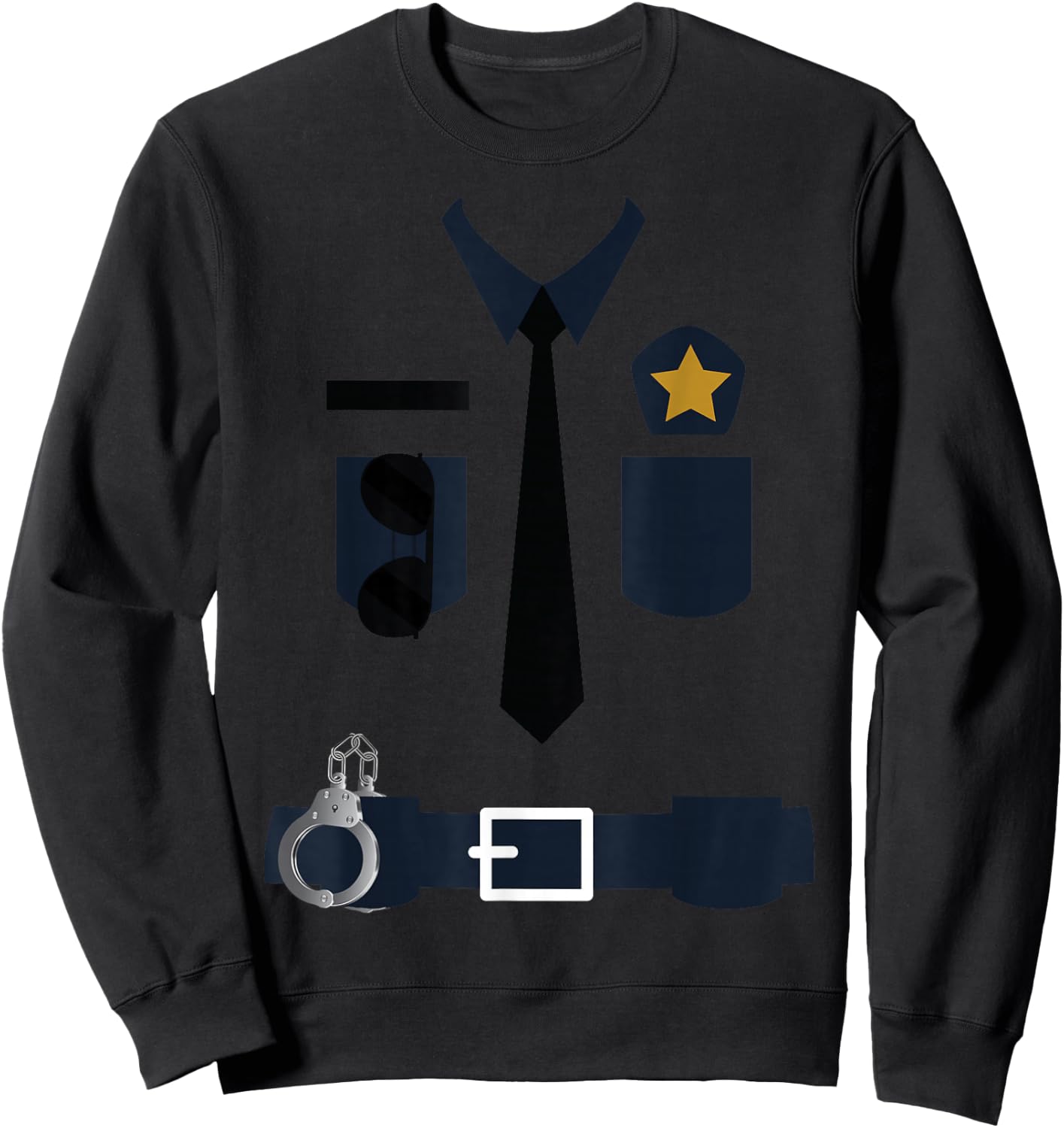 Police Cop Uniform Funny Halloween Costume Policeman Sweatshirt - Sweatshirt | Black