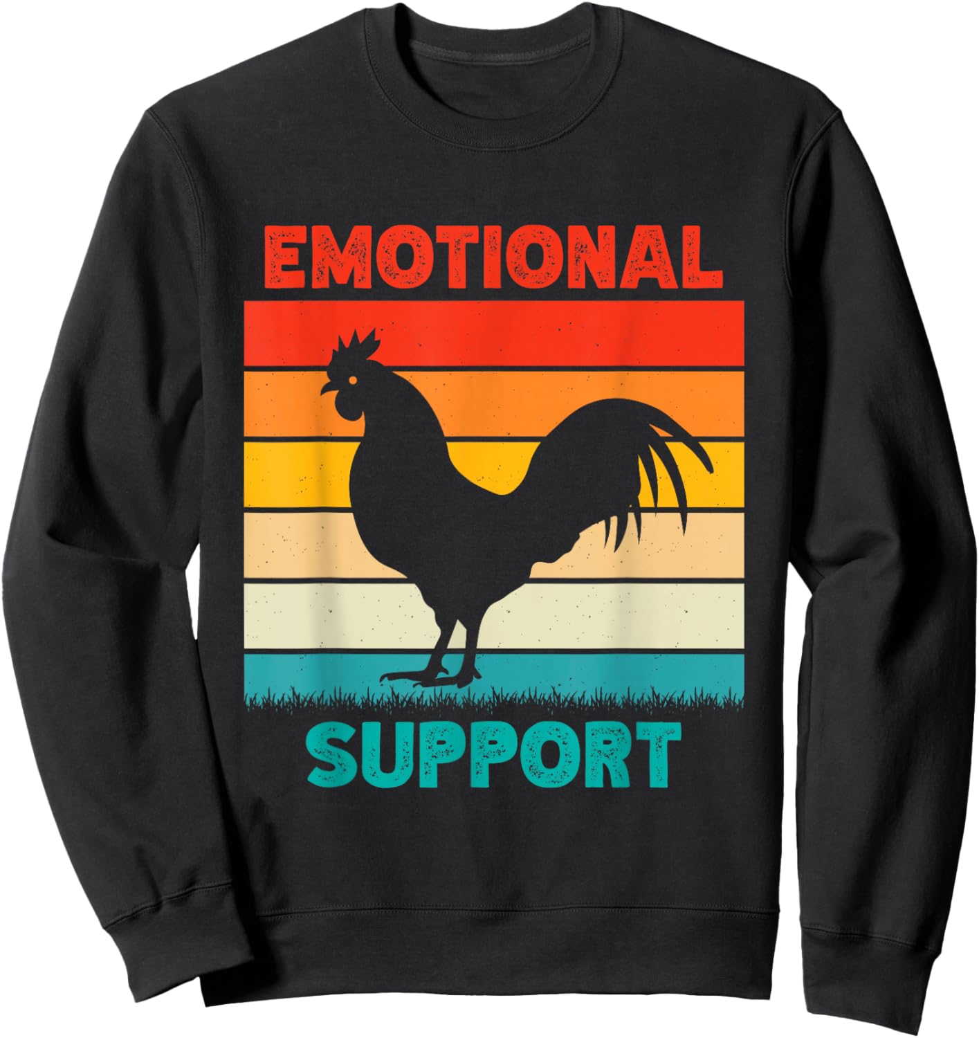 Retro Chicken Emotional Support Cock Sweatshirt - Sweatshirt | Black