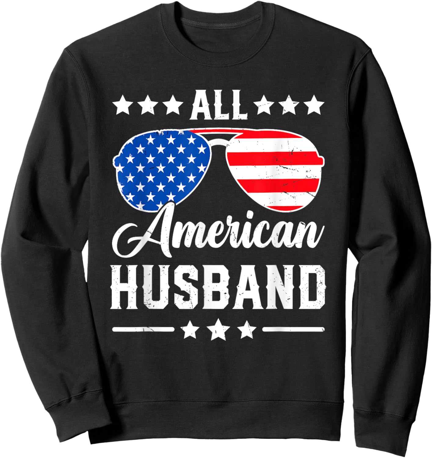 All American Husband 4th of July Patriotic USA Matching Men Sweatshirt - Sweatshirt | Black