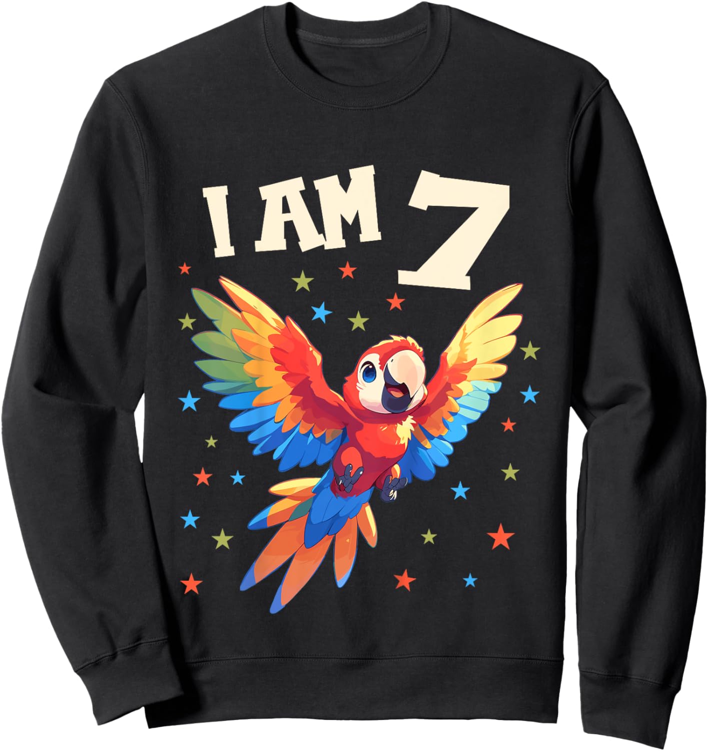 Kids 7 Years old 7 birthday Macaws Boy Girl Macaw Sweatshirt - Sweatshirt | Black