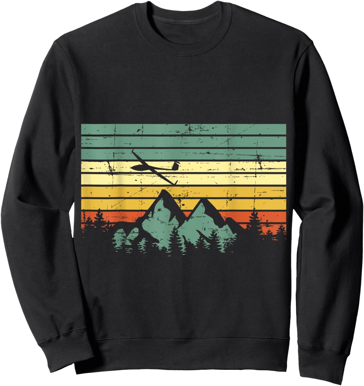 Vintage Gliding Airplane Aviation Mountain Glider Pilot Gift Sweatshirt - Sweatshirt | Black
