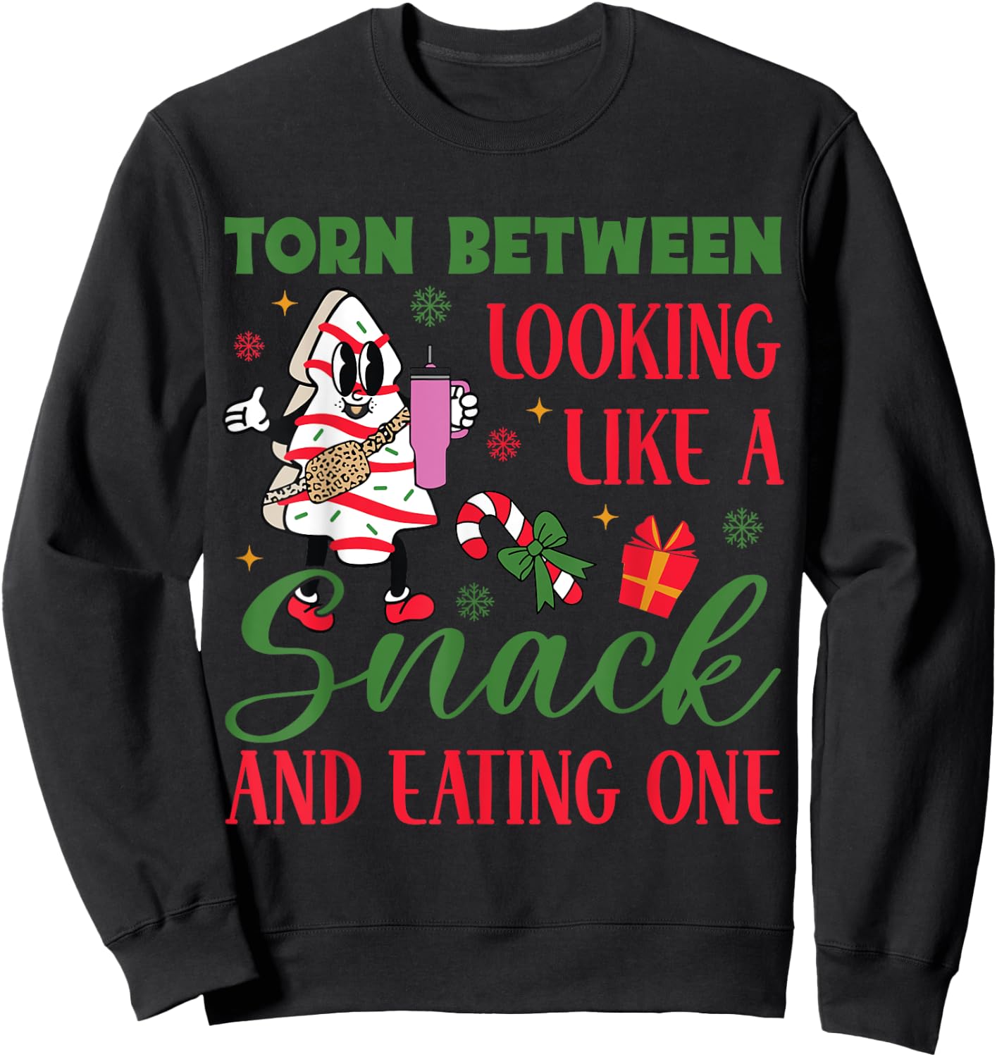 Torn Between Looking Like A Snack And Eating One Christmas Sweatshirt - Sweatshirt | Black