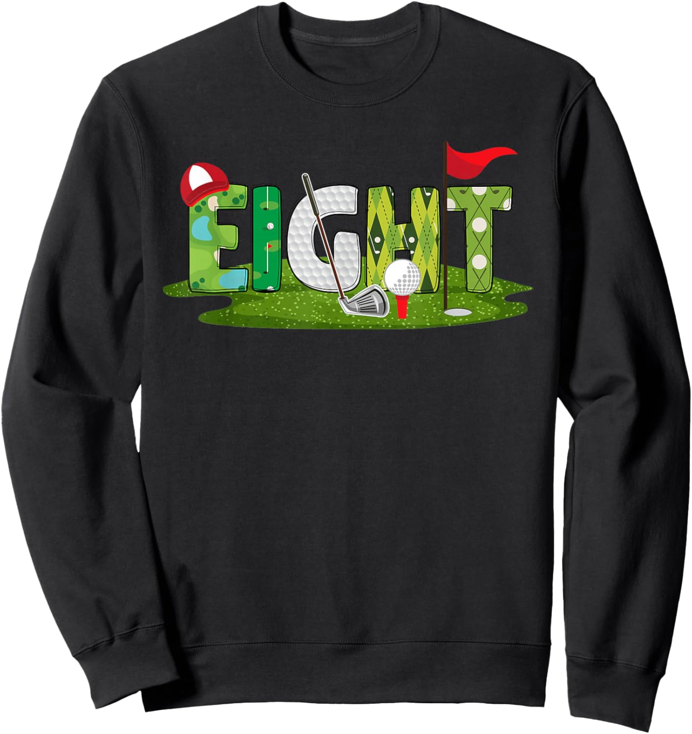 8th Birthday Golf Theme 8 Year Old Kids Sport Party Sweatshirt - Sweatshirt | Black