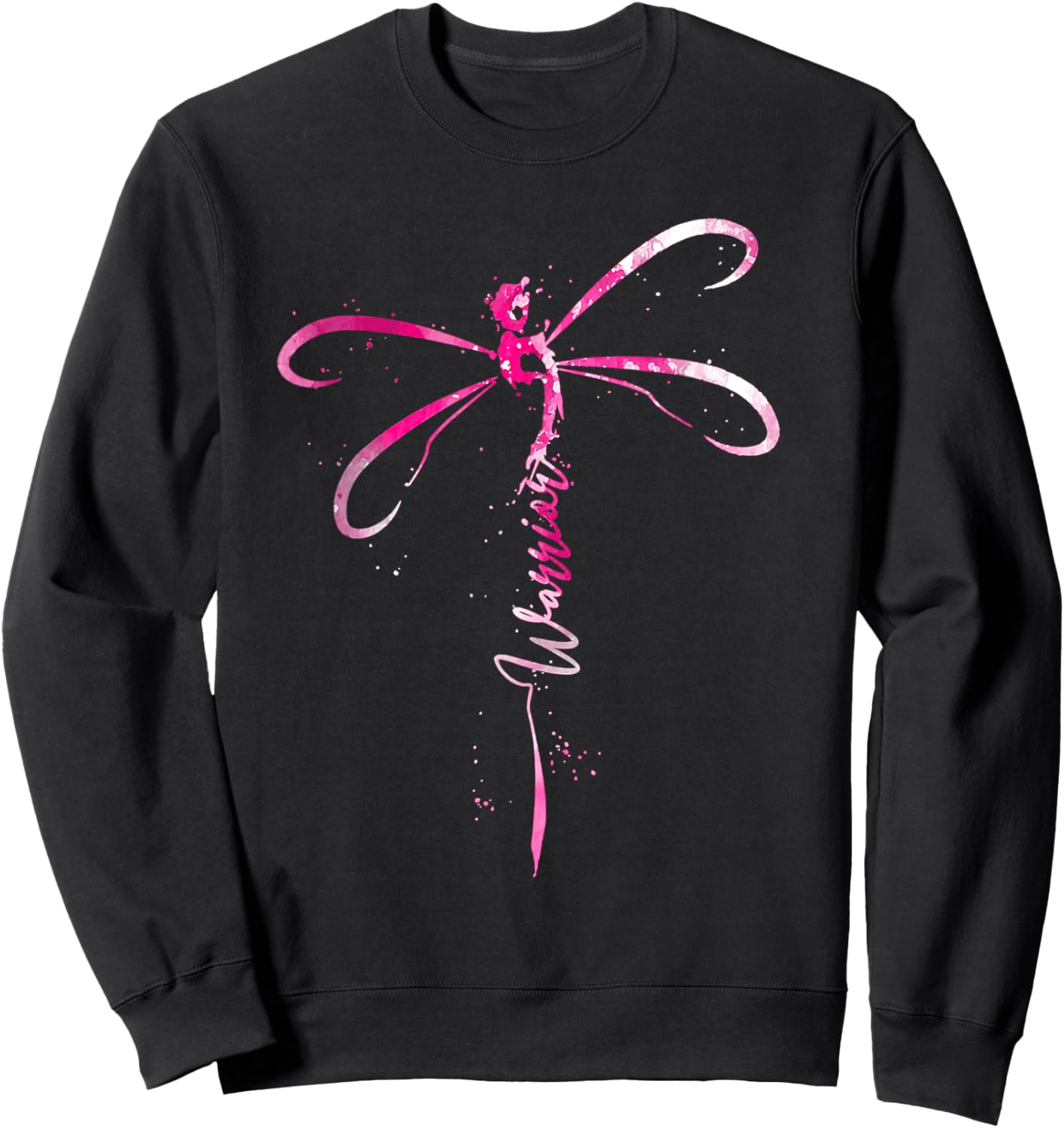 Breast Cancer Warrior Breast Cancer Awareness Dragonfly Sweatshirt - Sweatshirt | Black