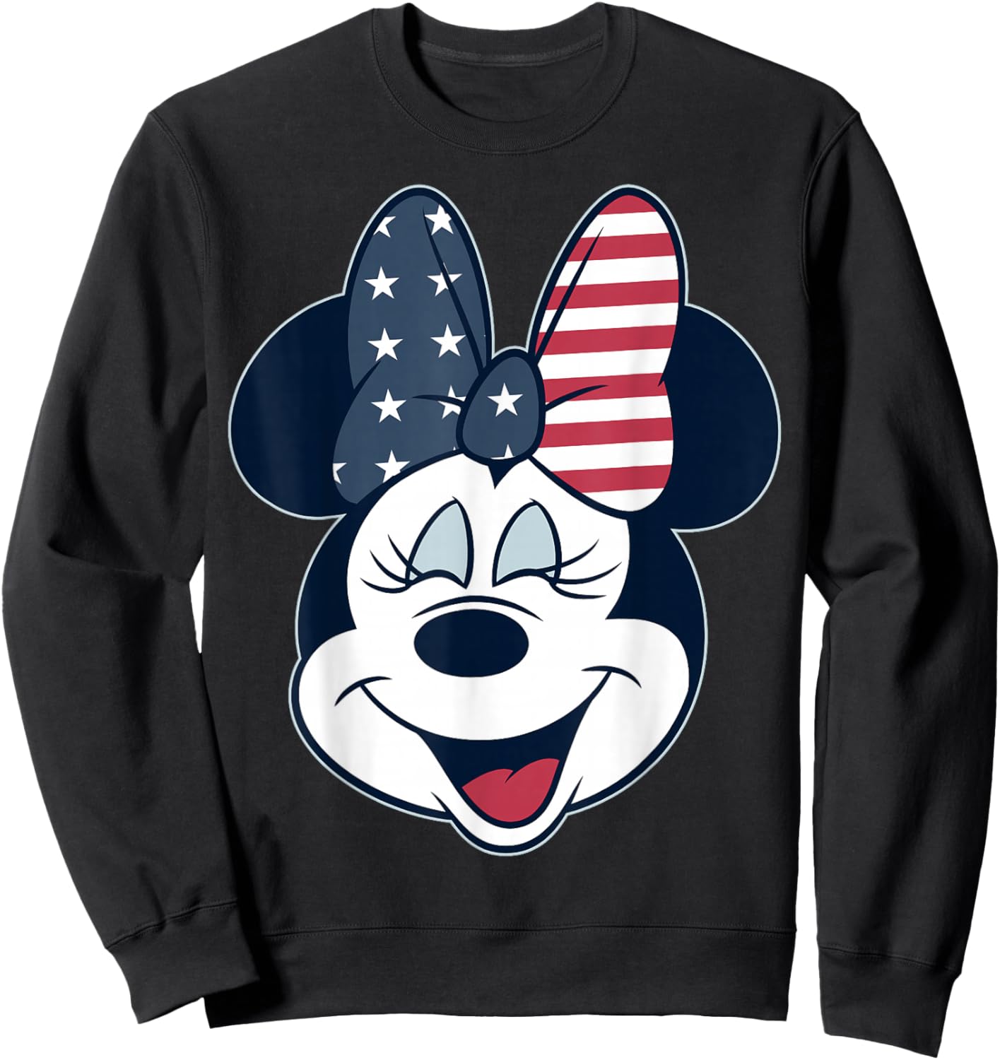 Disney Mickey And Friends Minnie American Flag Bow Sweatshirt - Sweatshirt | Black