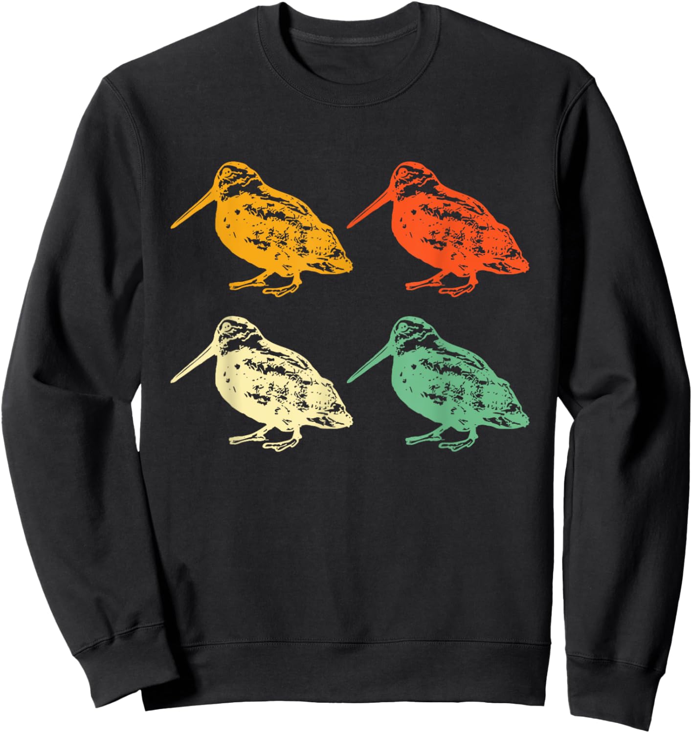 American Woodcock Bird Hunting Hunt Season Gift Retro-Modern -Adults, Kids Classic Fit Collarless Short Sleeve Black Sweatshirt - Sweatshirt | Black