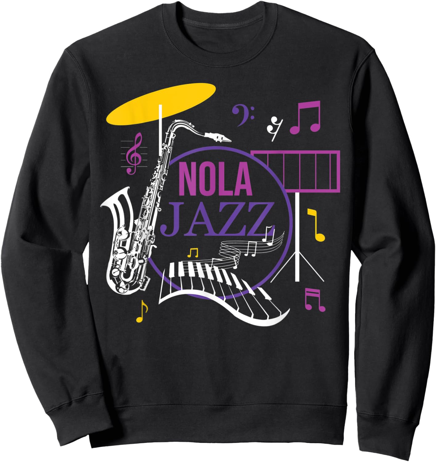 Vintage Jazz Music NOLA Jazz Festival Novelty Souvenir Sweatshirt - Sweatshirt | Black