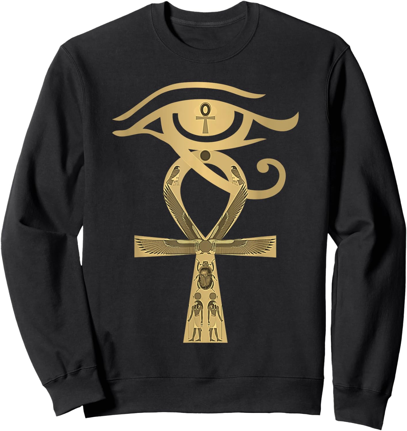 Ancient Egypt Egyptian God Horus Kemetic Heru ANKH Sweatshirt - Sweatshirt | Black