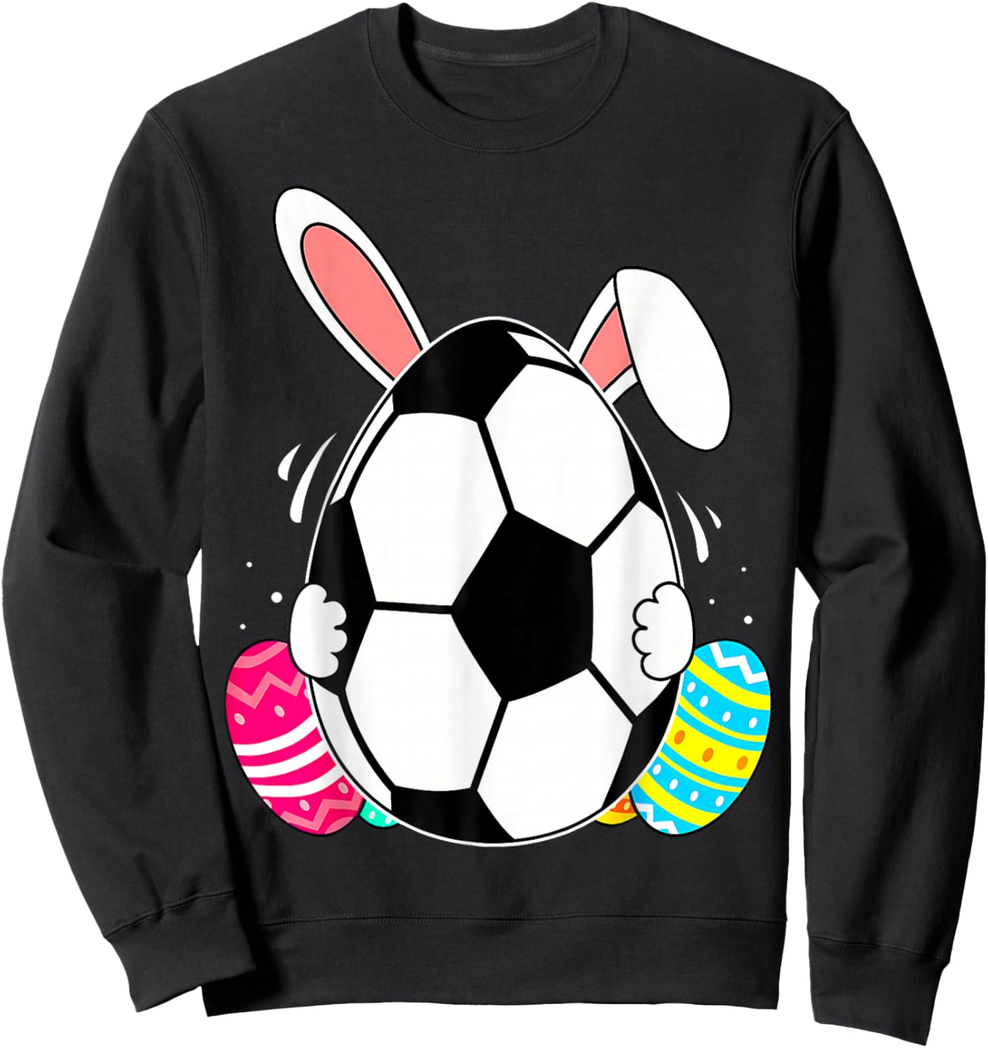Funny Soccer Ball With Bunny Ears Easter Day Men Boys Kids Sweatshirt - Sweatshirt | Black