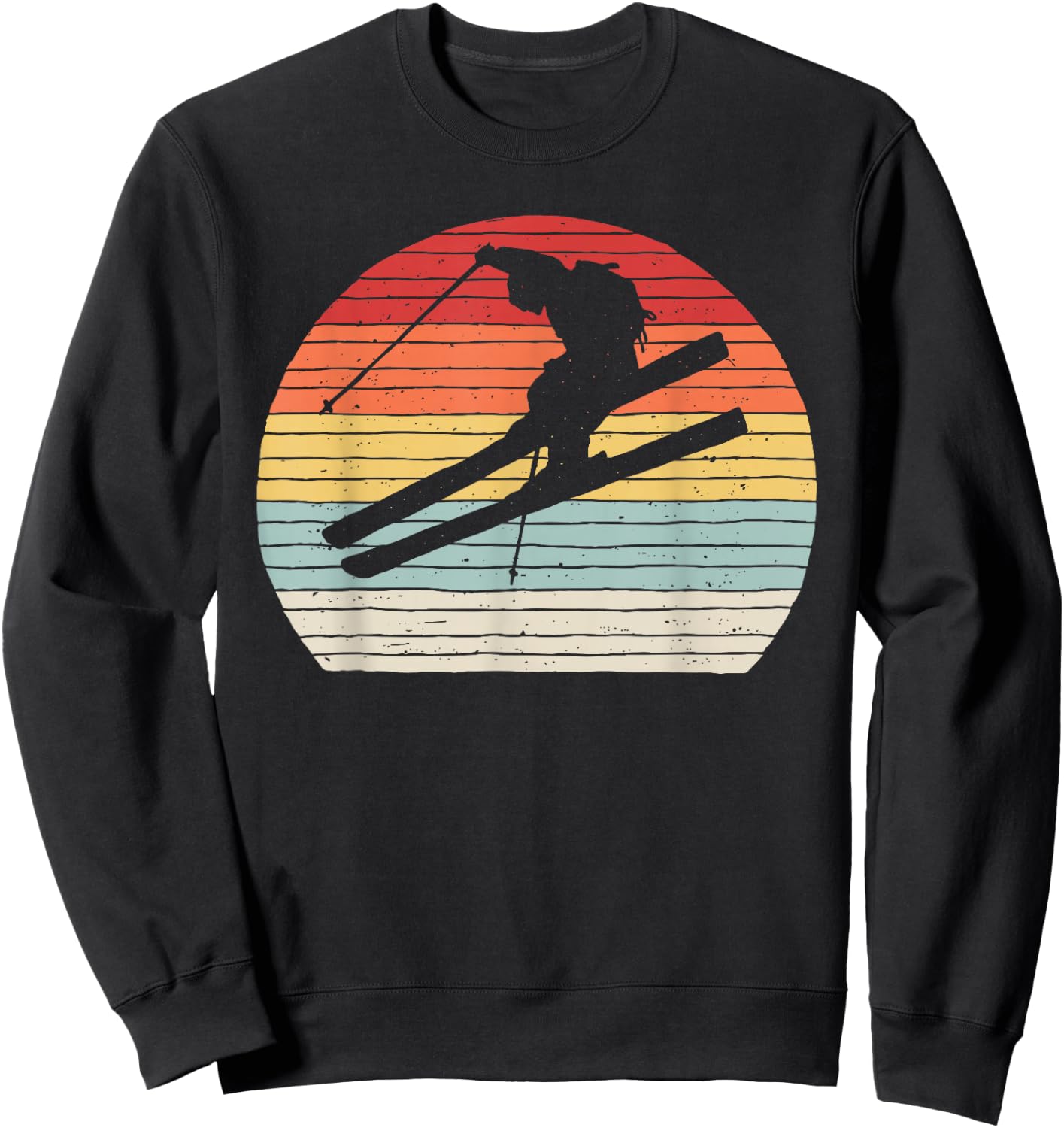 Vintage Retro Winter Sports Skiing Sweatshirt - Sweatshirt | Black