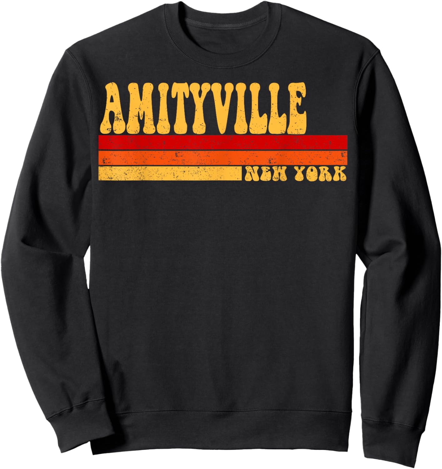 AMITYVILLE New York City Vintage Roots Retro Design 70s 80s Sweatshirt - Sweatshirt | Black