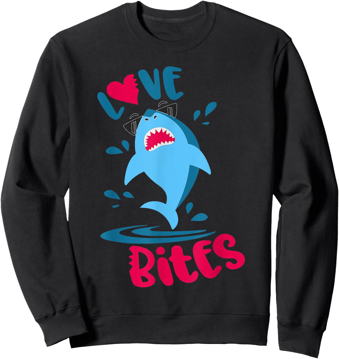 Kids Funny Shark Love Bites Valentines Day Family Matching Sweatshirt - Sweatshirt | Black